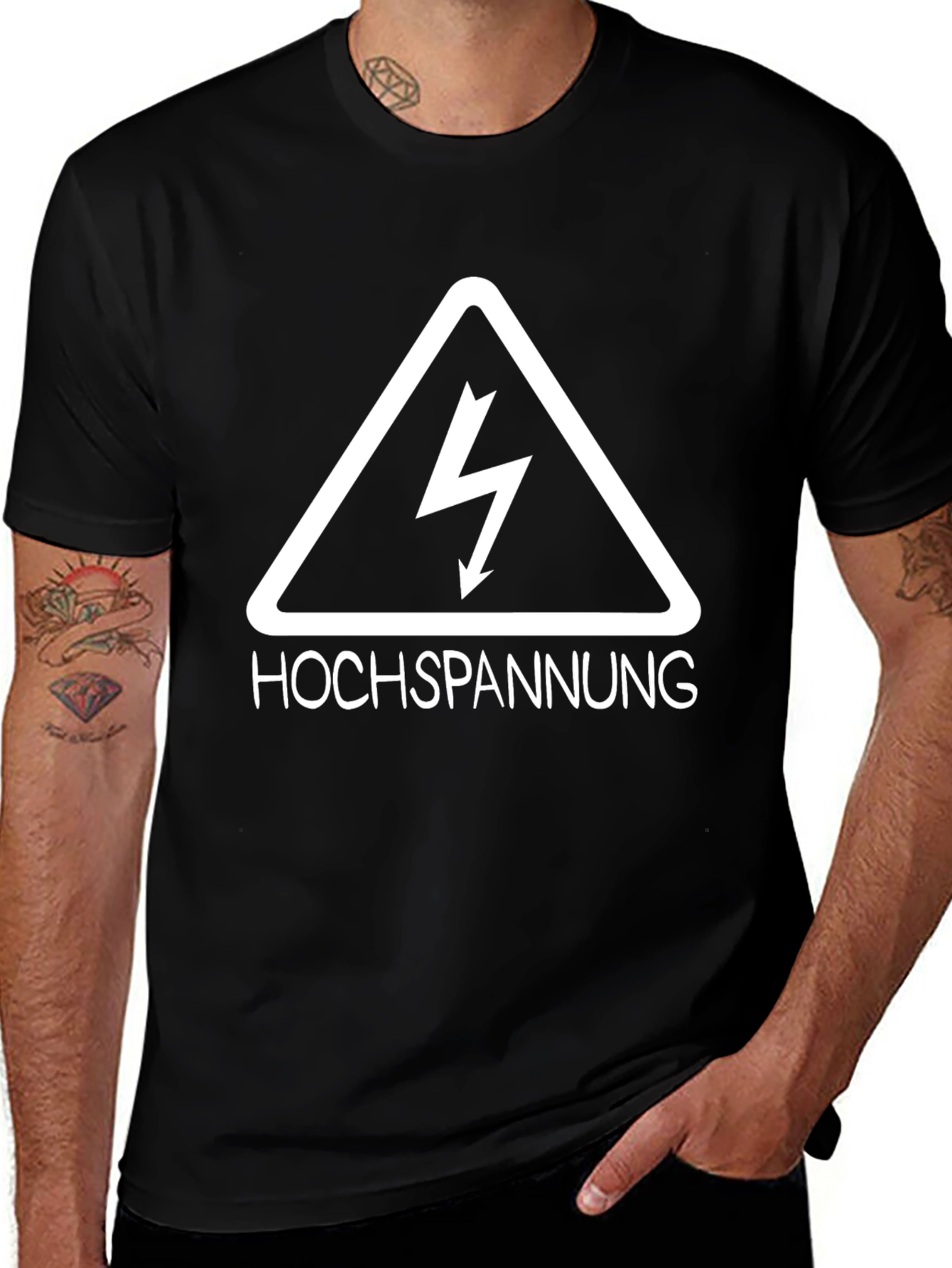 High Voltage Warning Graphic T-Shirt - Mens Black Tee