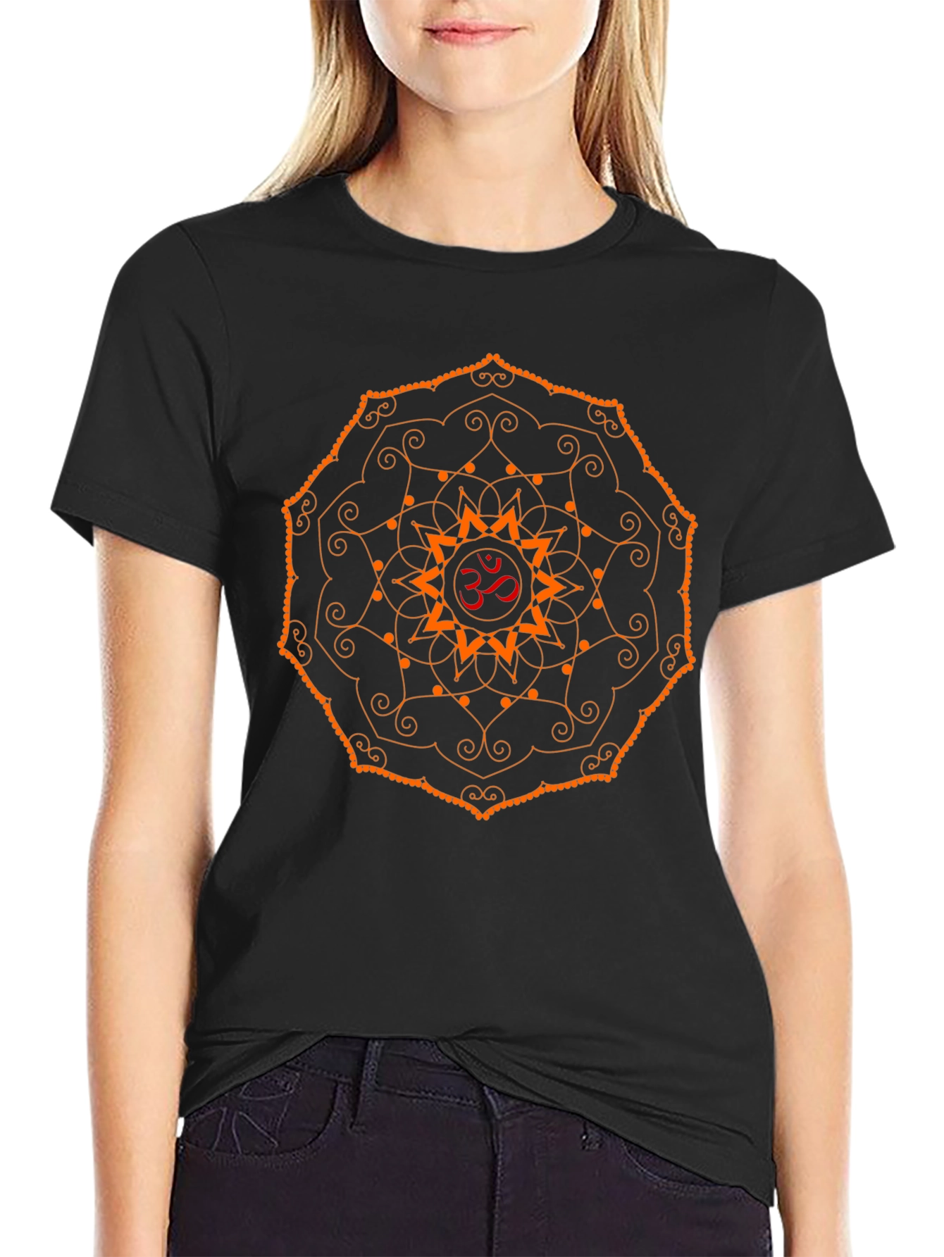 Om Mandala Graphic Black T-Shirt - Yoga Meditation Tee