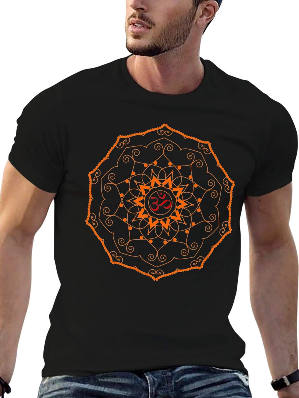 Om Mandala Graphic Black T-Shirt - Yoga Meditation Tee