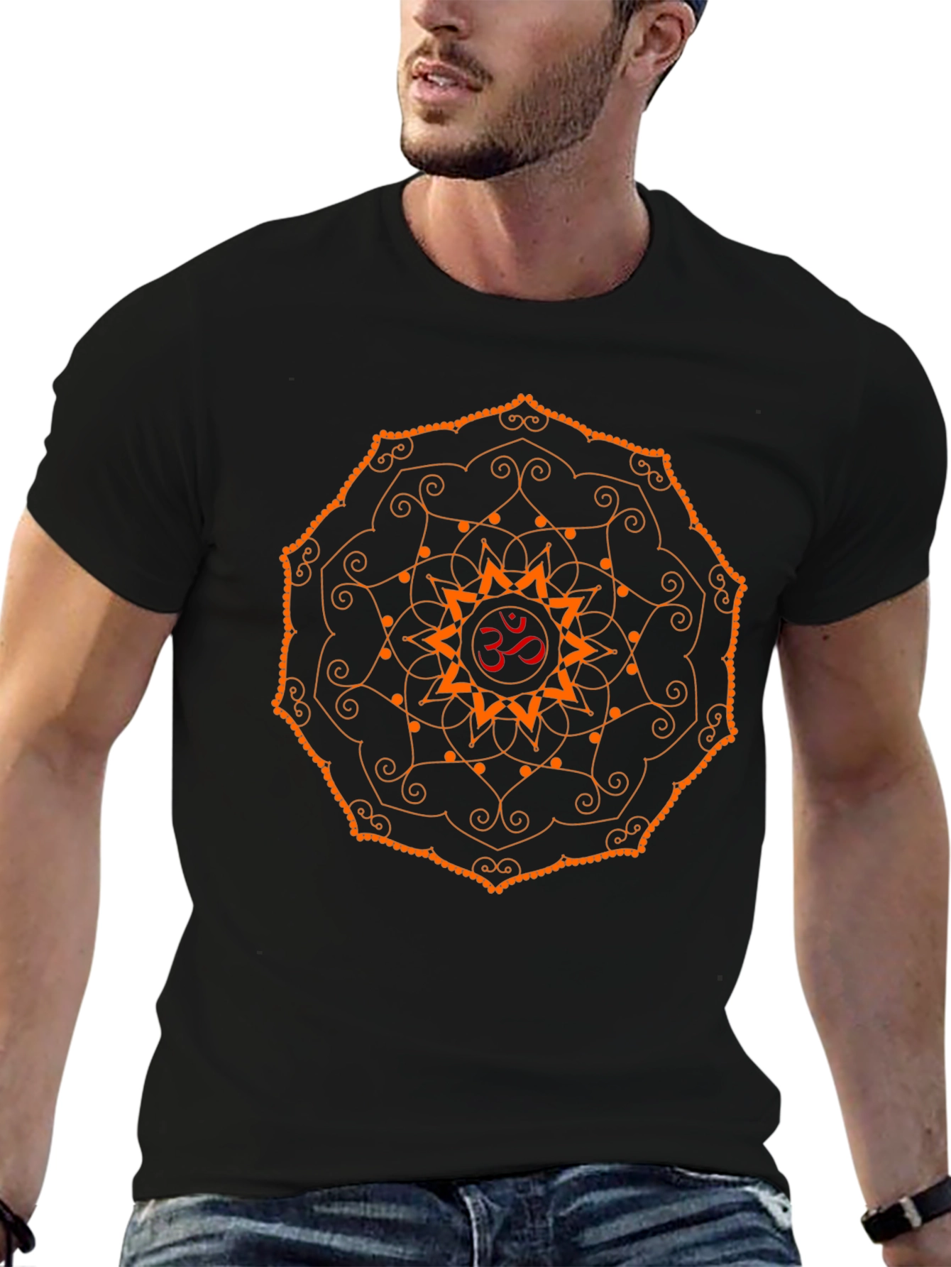Om Mandala Graphic Black T-Shirt - Yoga Meditation Tee