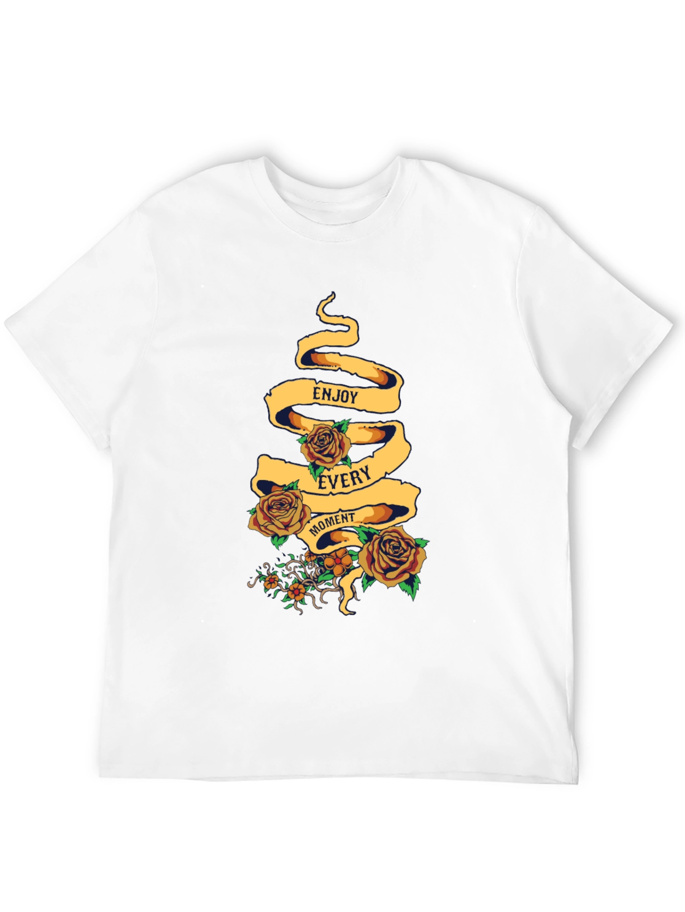 Enjoy Every Moment Floral Graphic Tee - Black