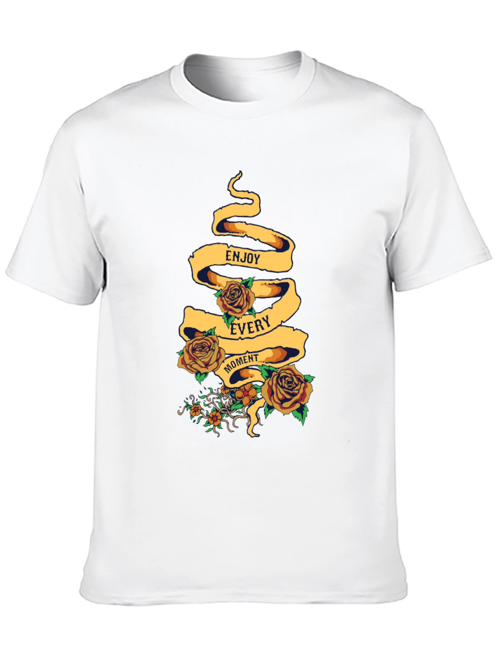 Enjoy Every Moment Floral Graphic Tee - Black