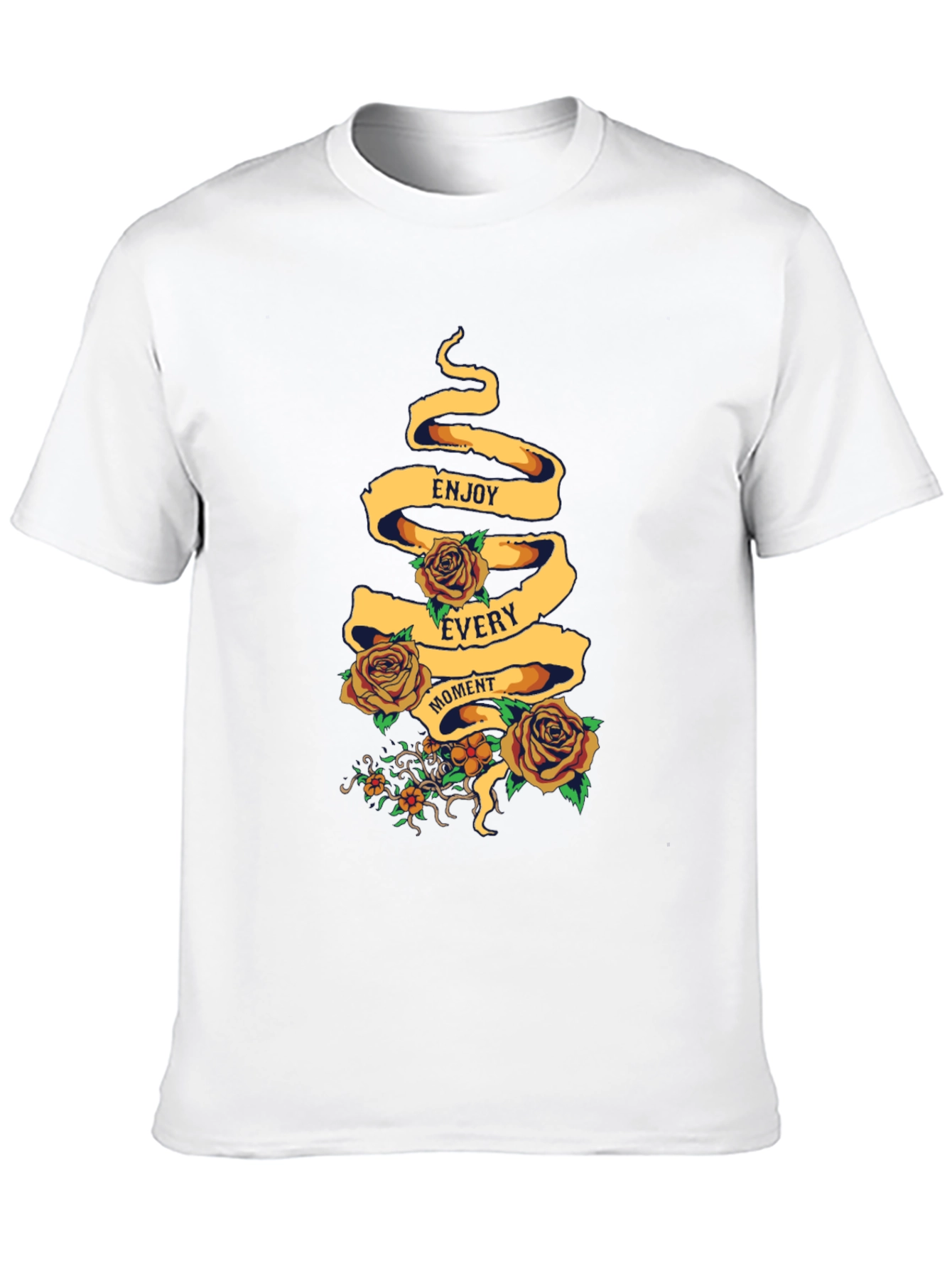 Enjoy Every Moment Floral Graphic Tee - Black