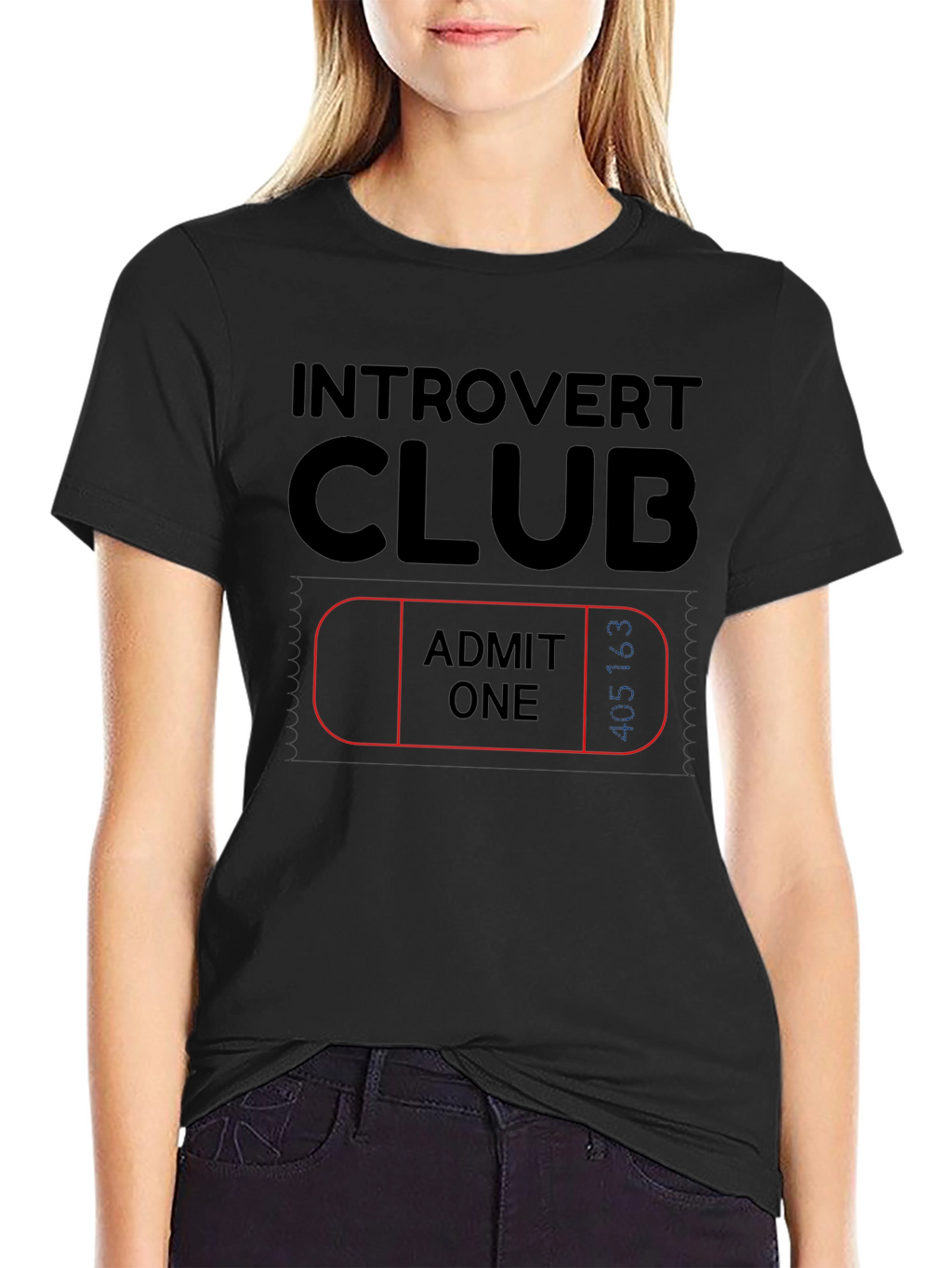 Introvert Club Admit One Black Graphic Tee