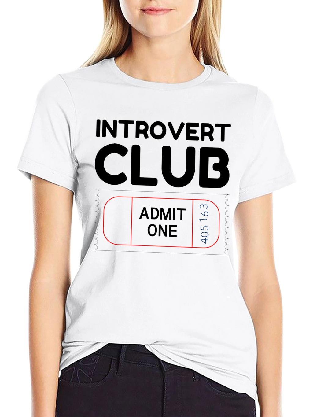 Introvert Club Admit One Black Graphic Tee