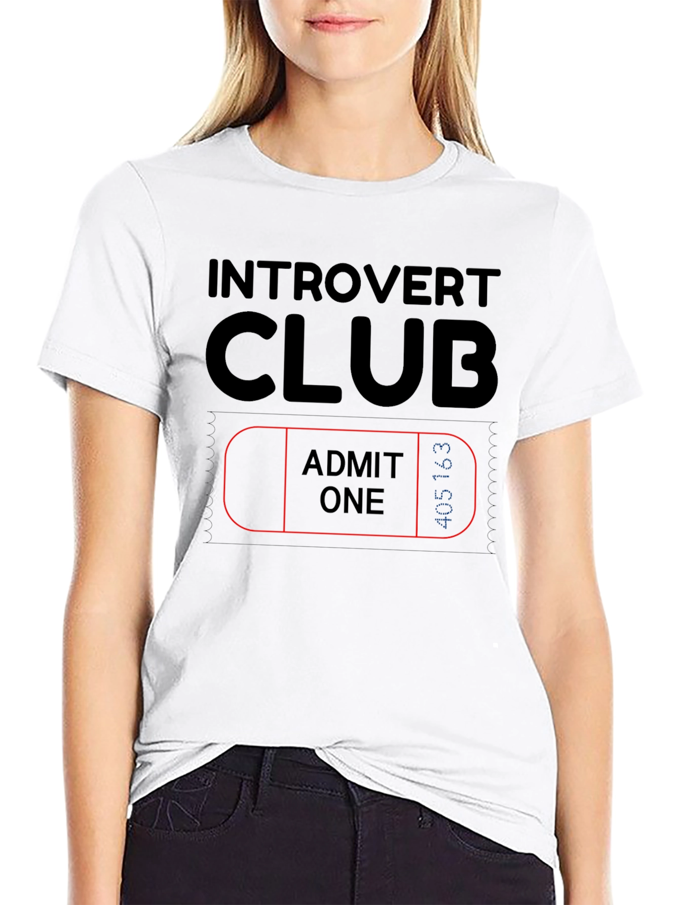 Introvert Club Admit One Black Graphic Tee