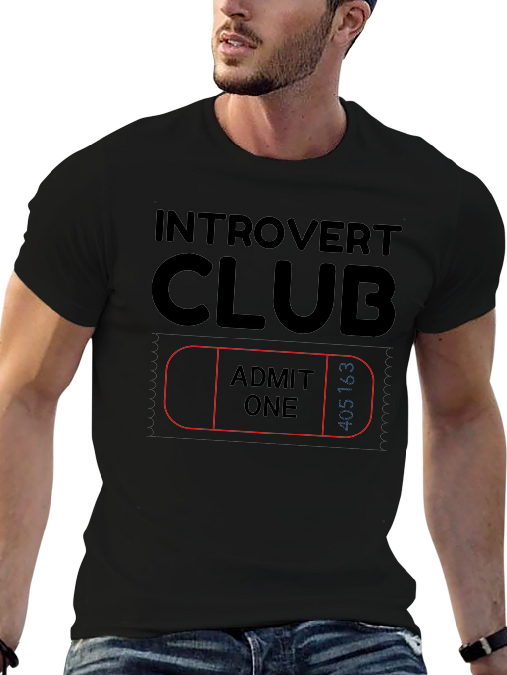 Introvert Club Admit One Black Graphic Tee