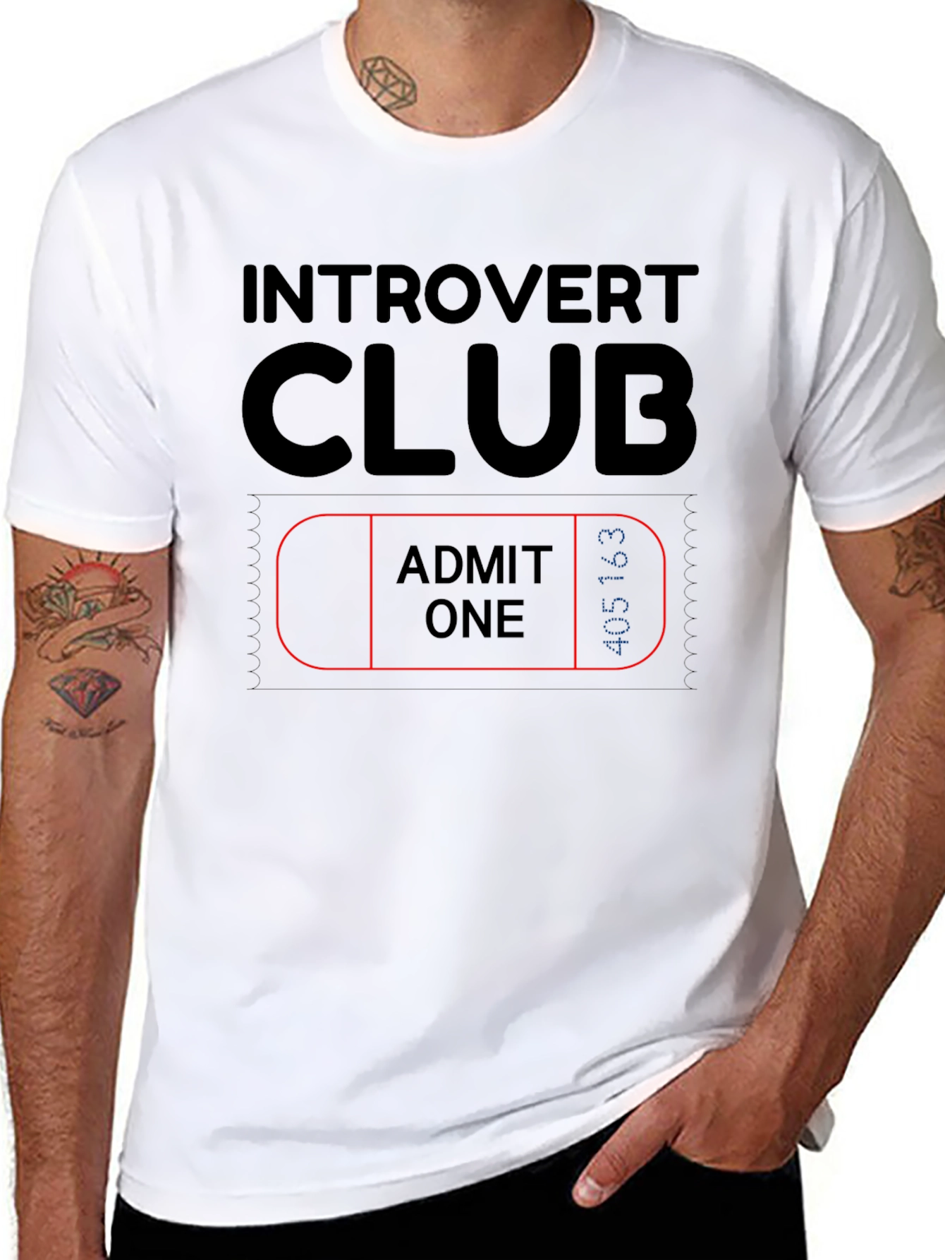 Introvert Club Admit One Black Graphic Tee