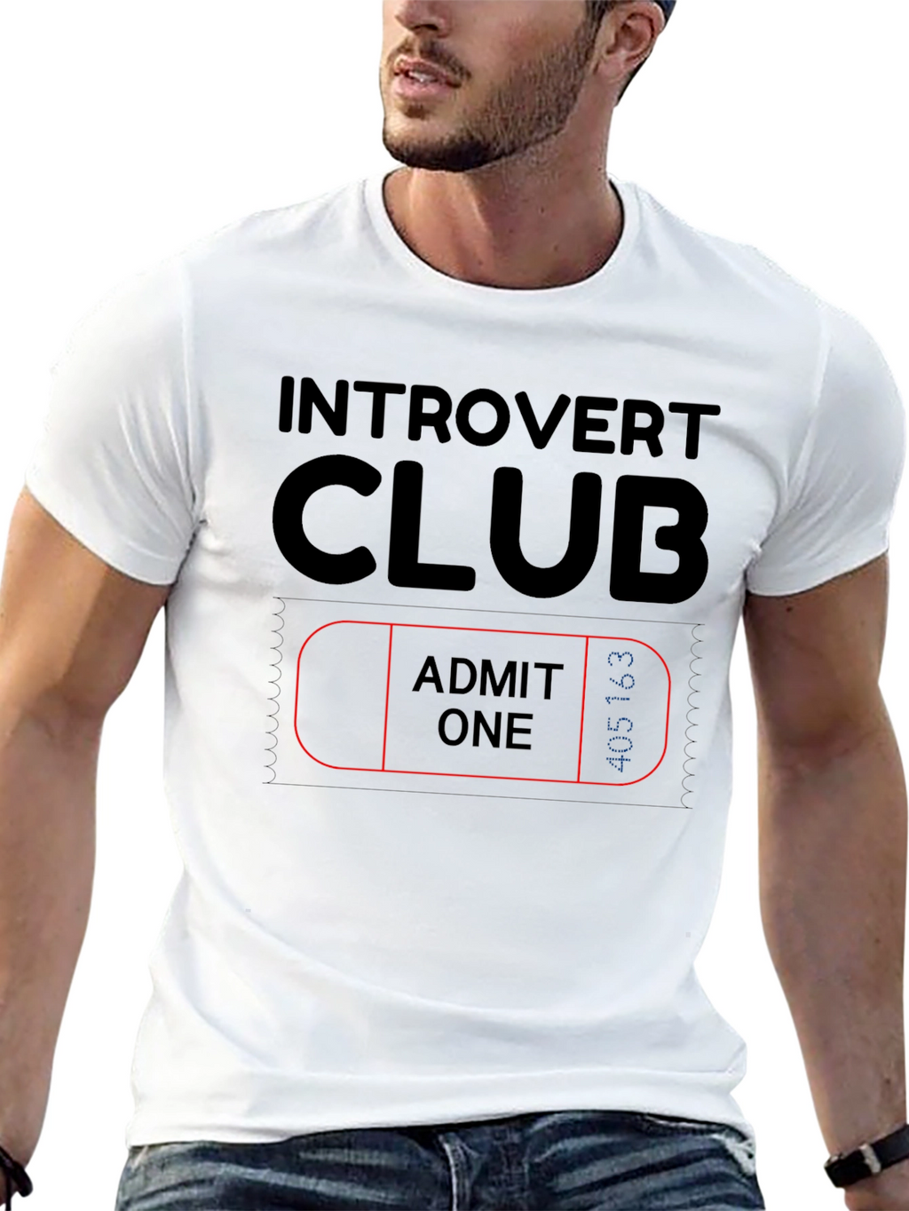 Introvert Club Admit One Black Graphic Tee