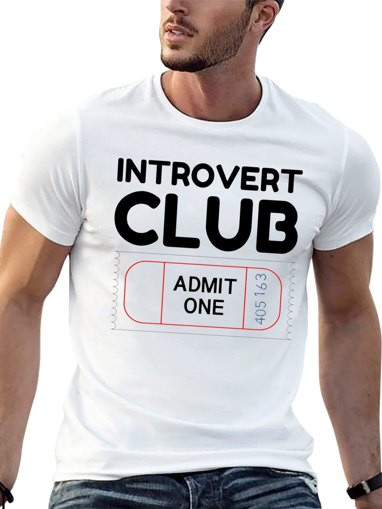 Introvert Club Admit One Black Graphic Tee