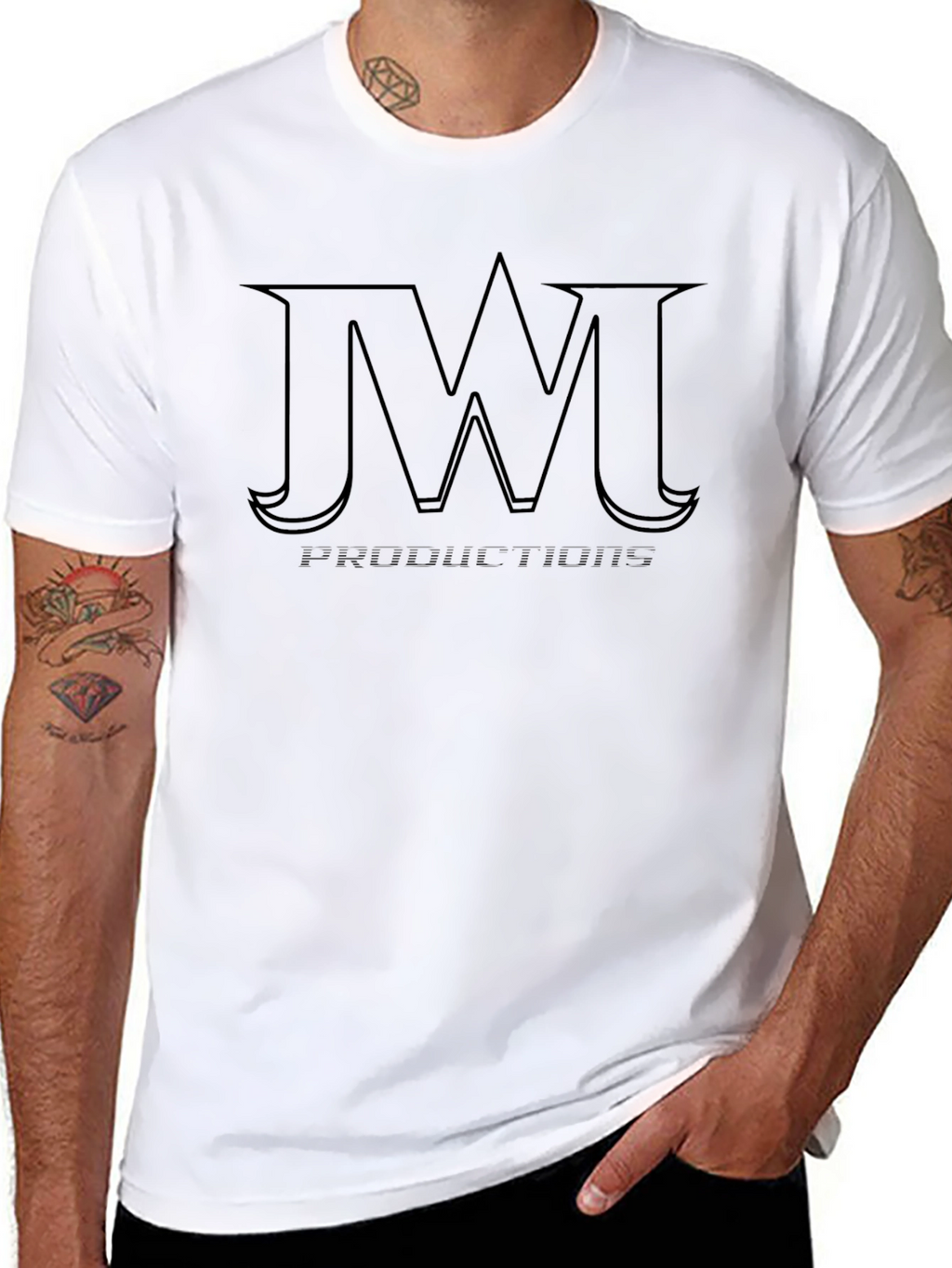 JW Productions Black Graphic Tee Shirt