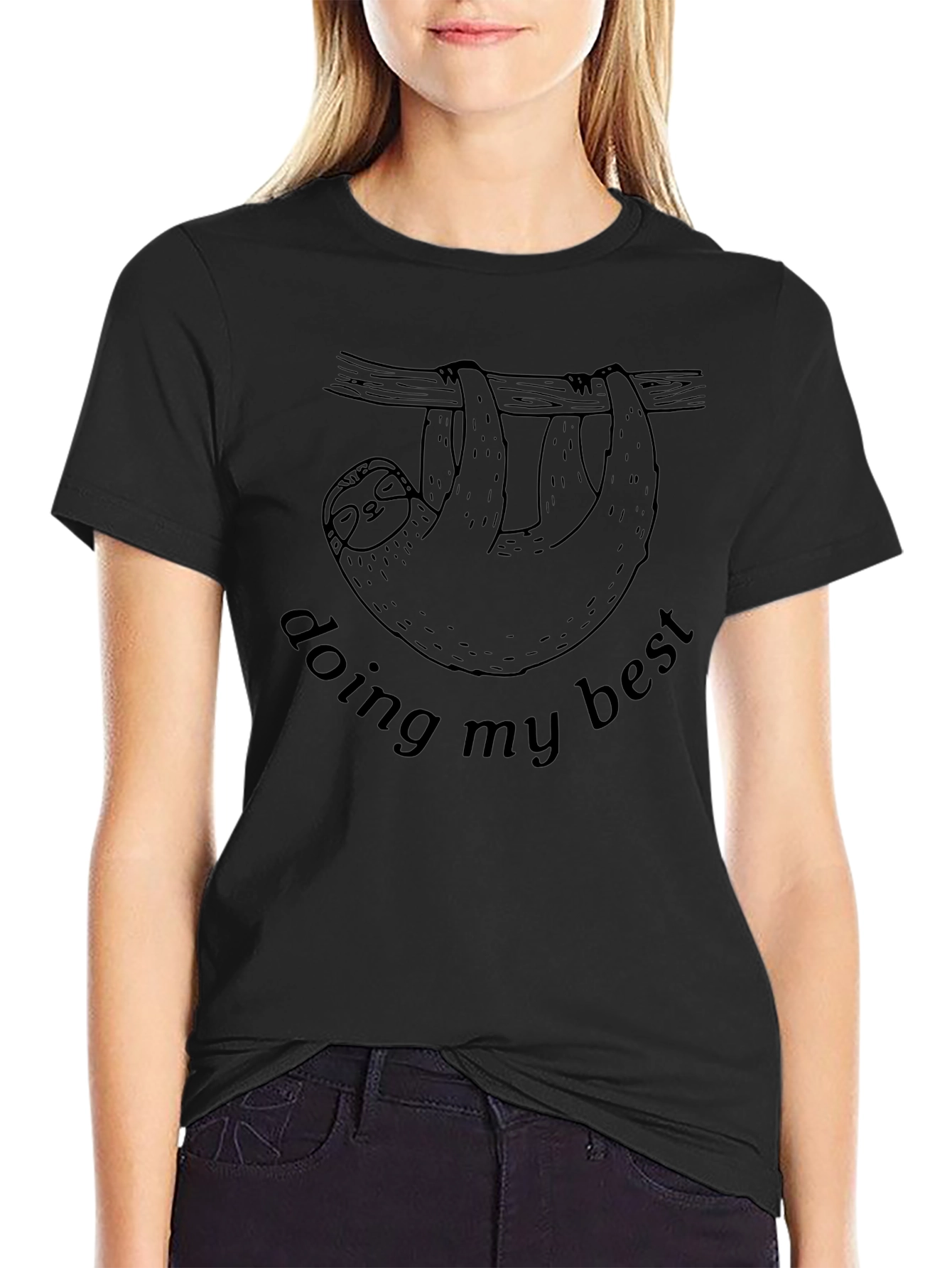 Doing My Best Sloth Graphic Tee - Black