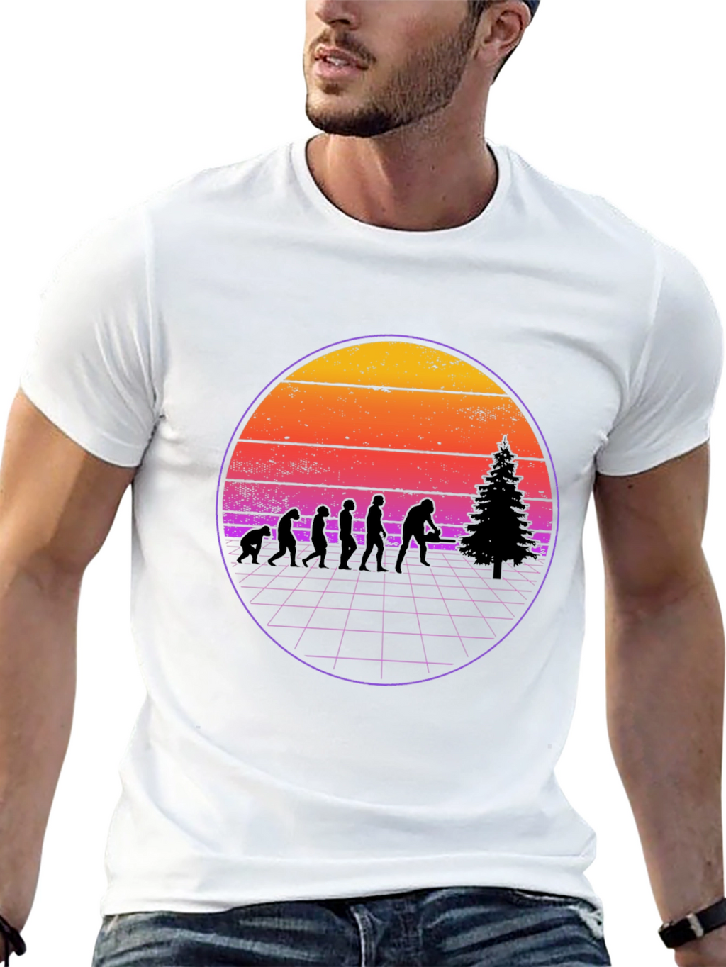 Retro Bigfoot Evolution Christmas T-Shirt