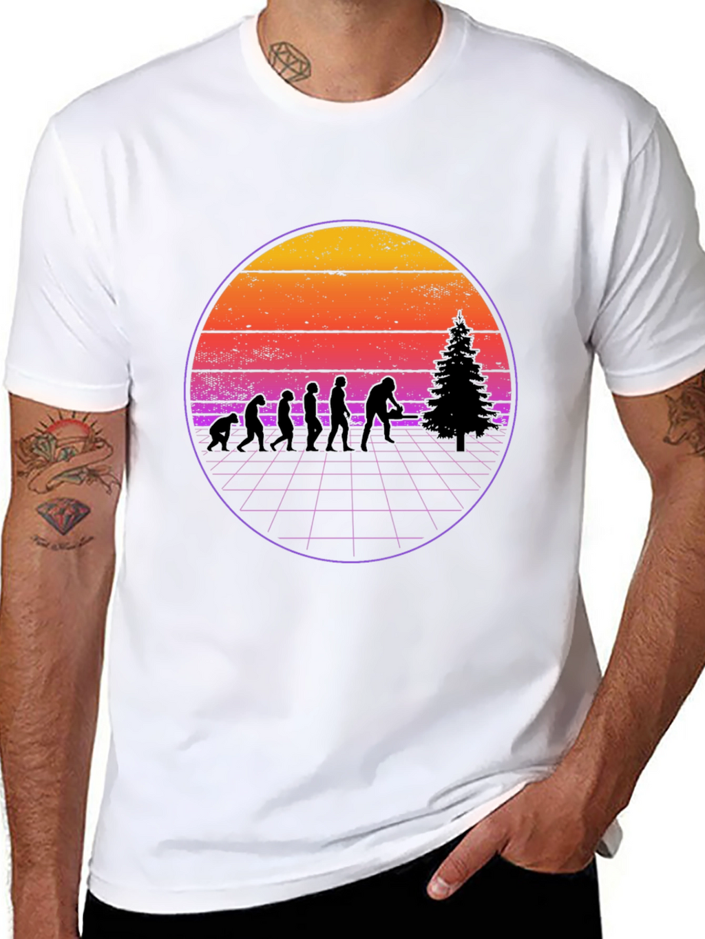 Retro Bigfoot Evolution Christmas T-Shirt