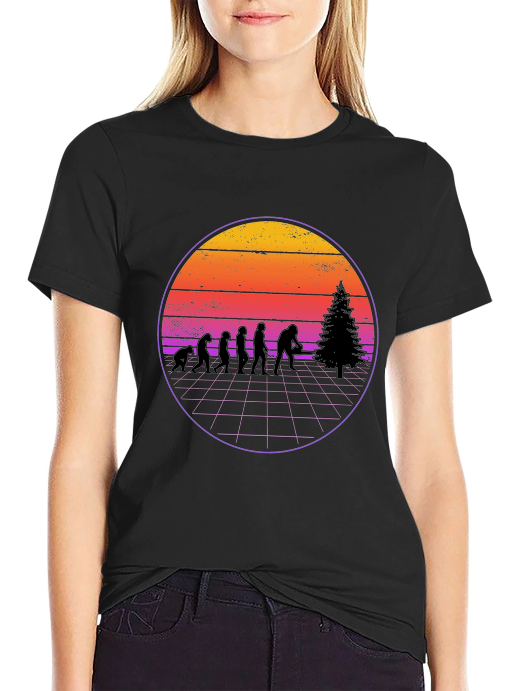 Retro Bigfoot Evolution Christmas T-Shirt