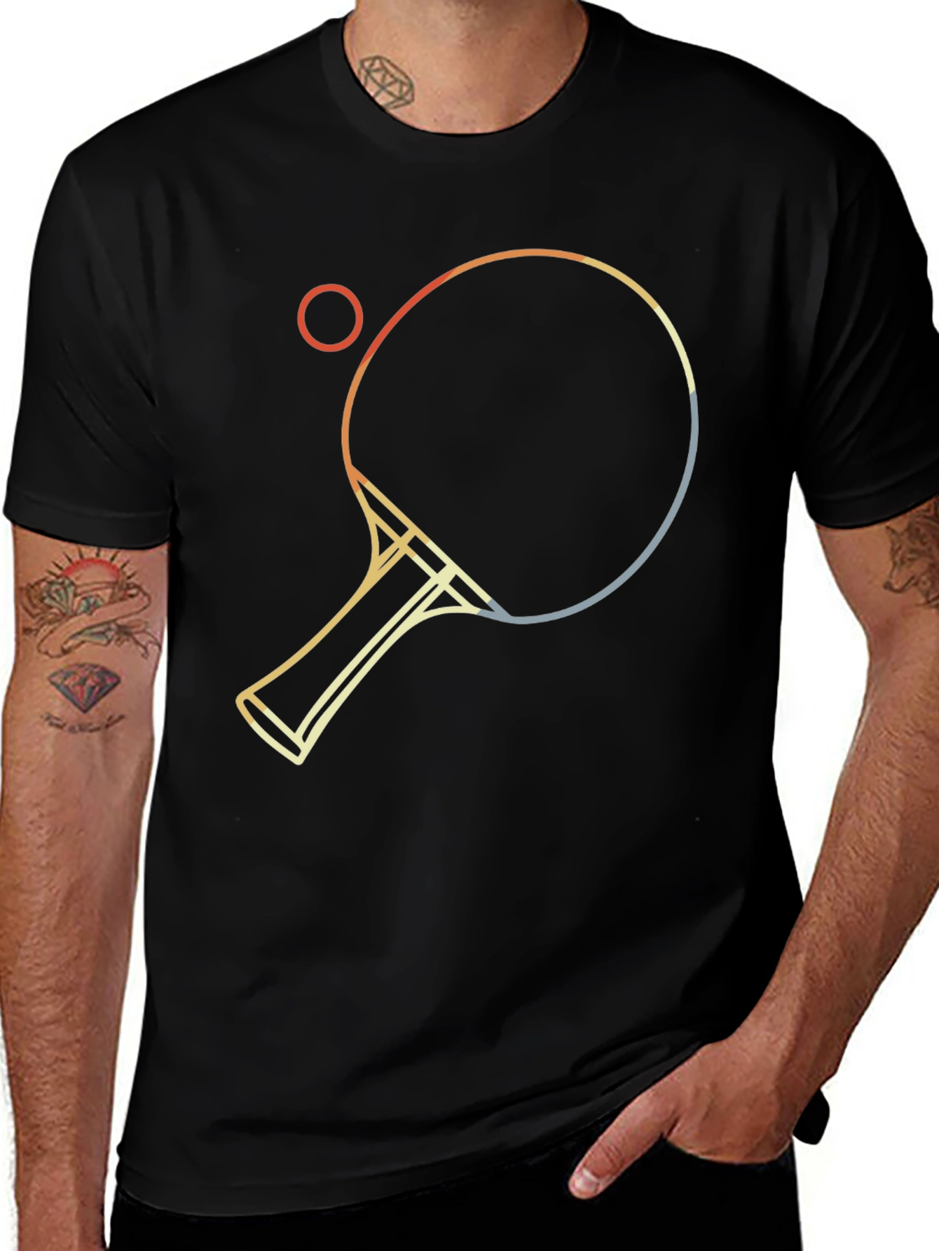 Retro Table Tennis Graphic Tee - Black