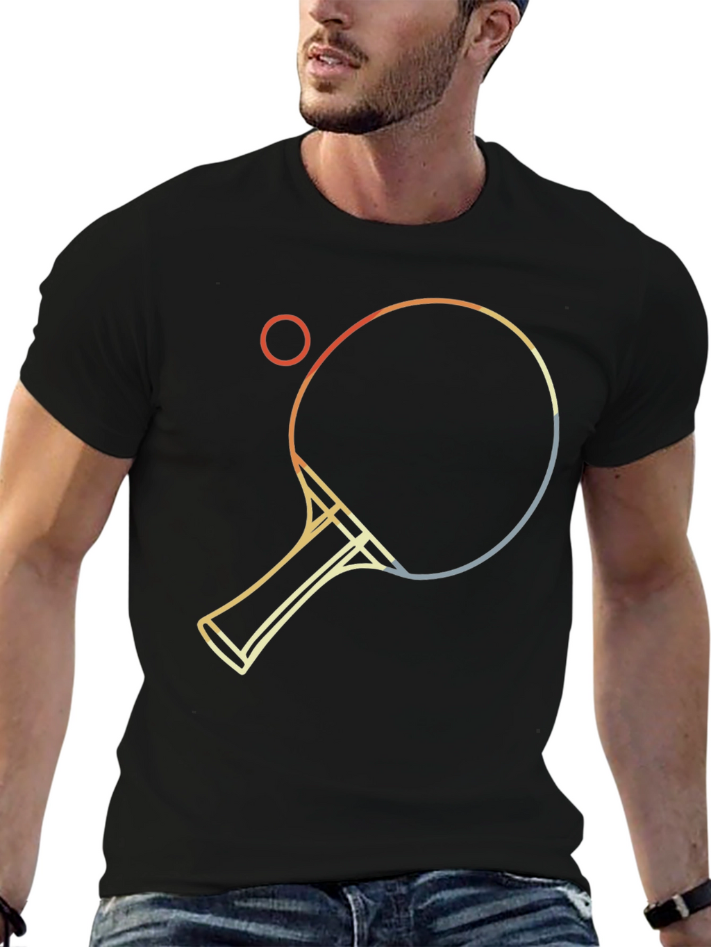 Retro Table Tennis Graphic Tee - Black