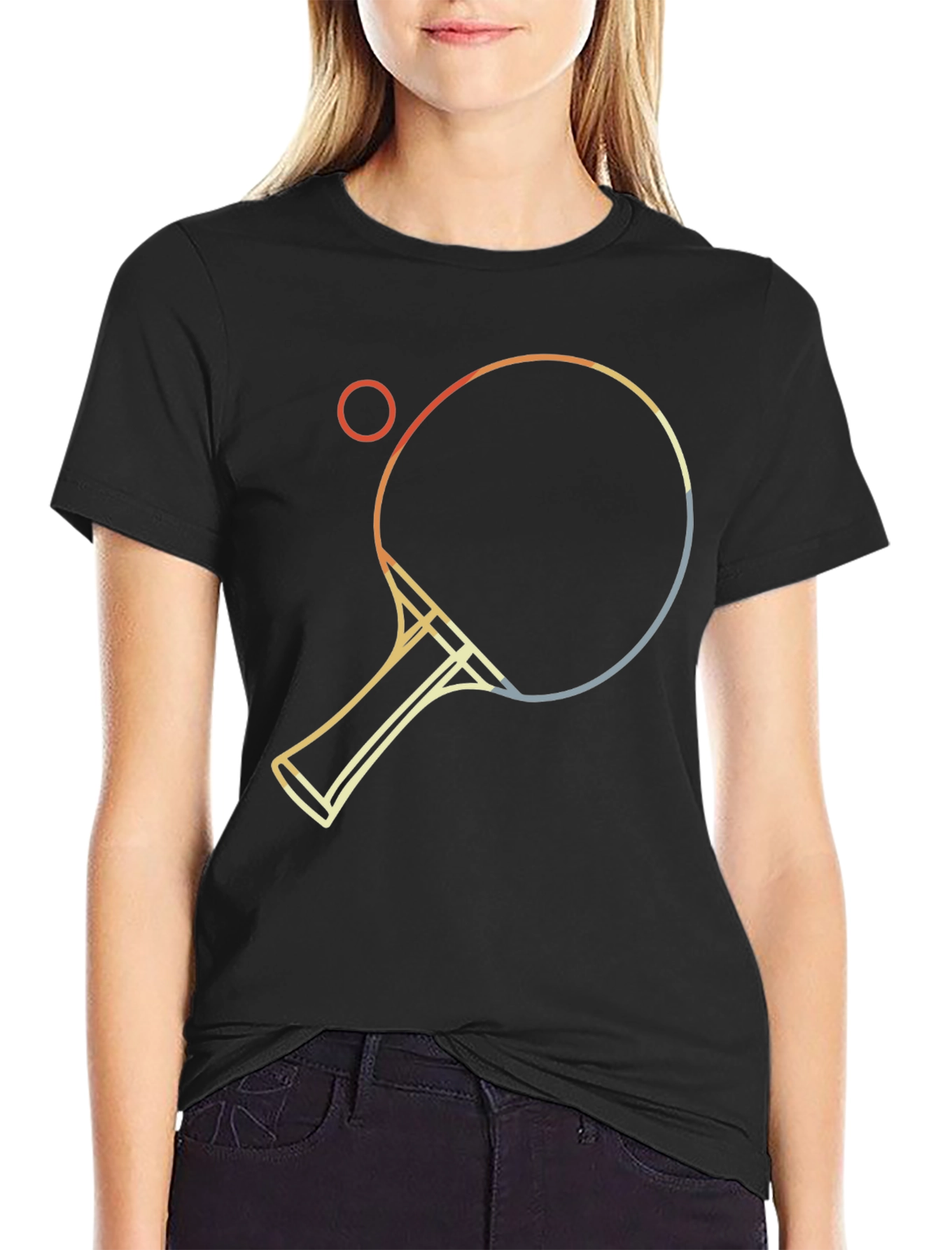 Retro Table Tennis Graphic Tee - Black