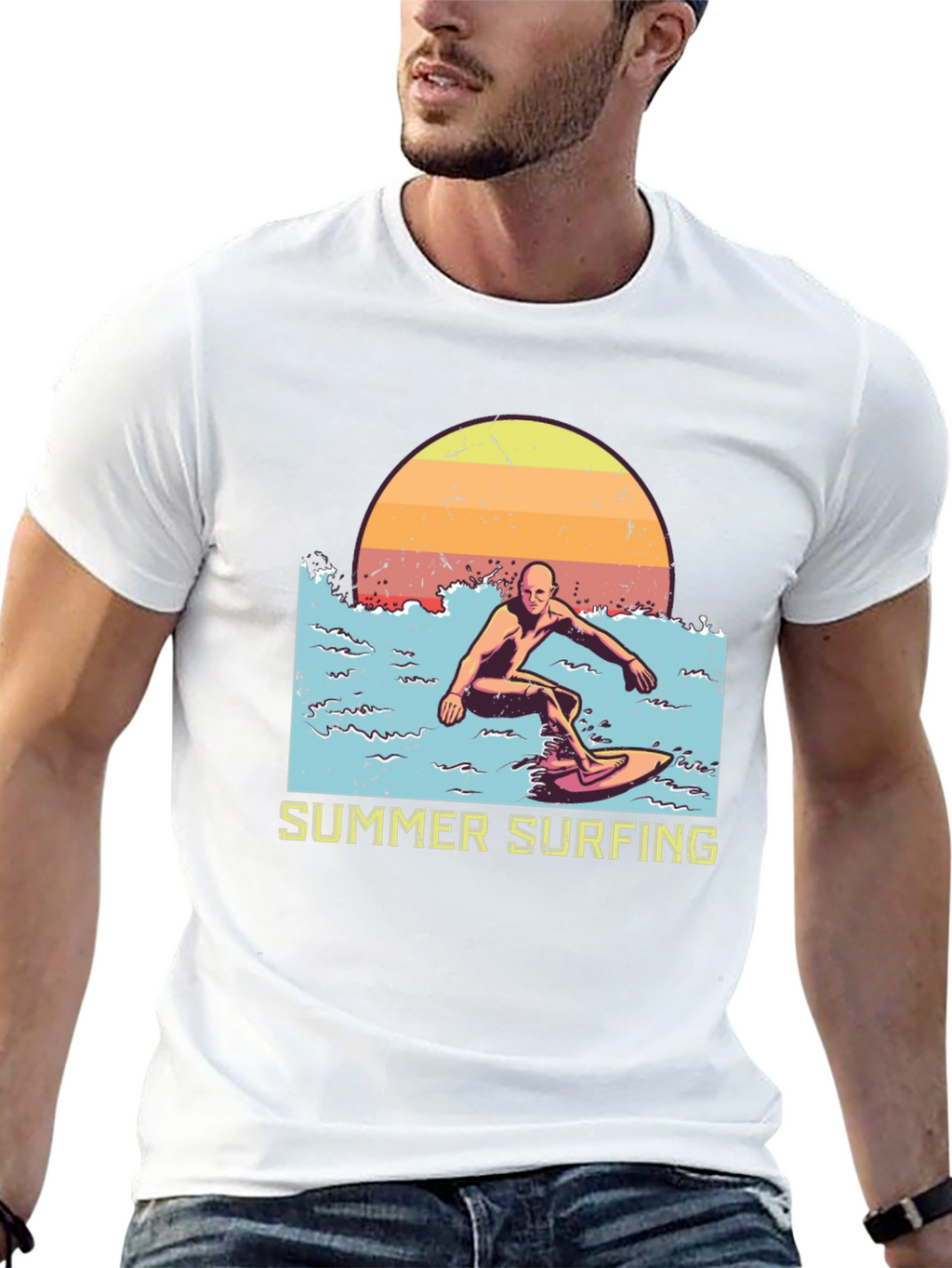 Summer Surfing Graphic Tee - Black