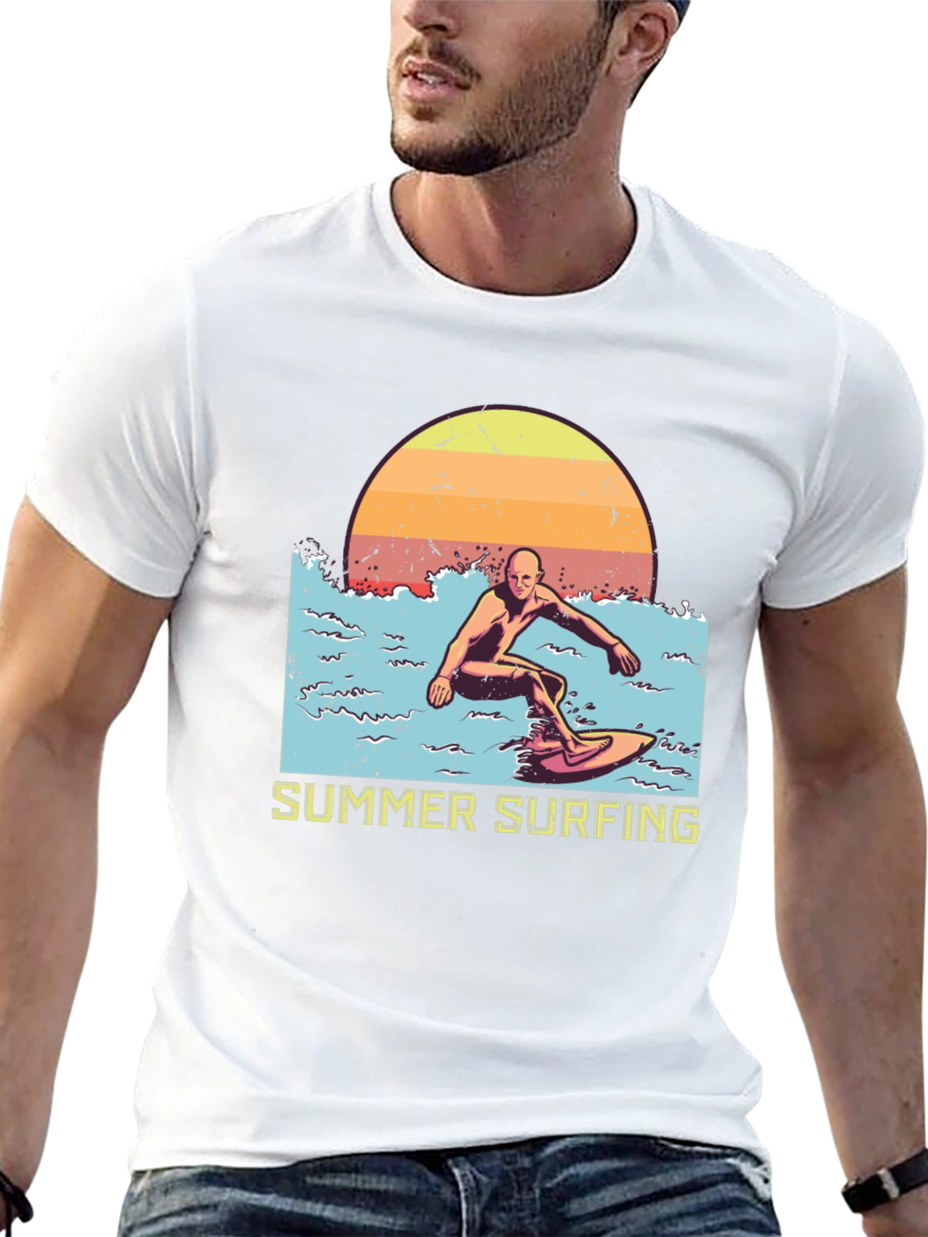 Summer Surfing Graphic Tee - Black