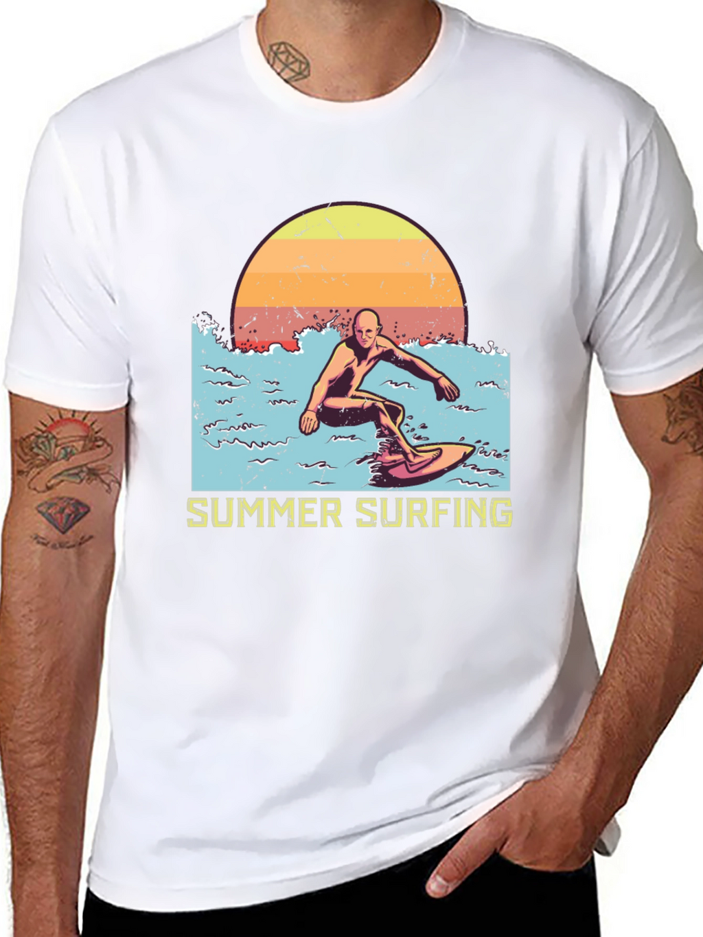 Summer Surfing Graphic Tee - Black