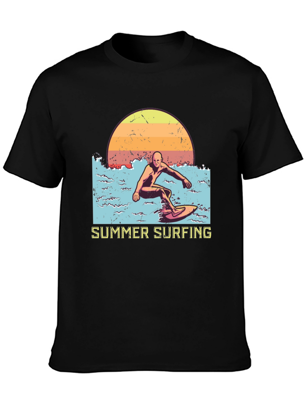 Summer Surfing Graphic Tee - Black