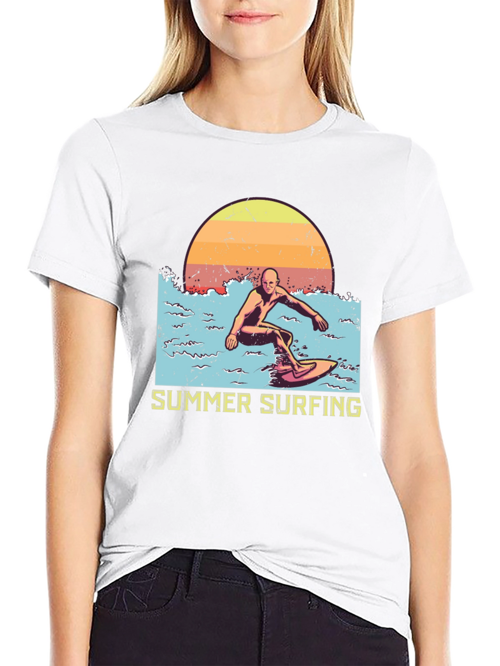 Summer Surfing Graphic Tee - Black