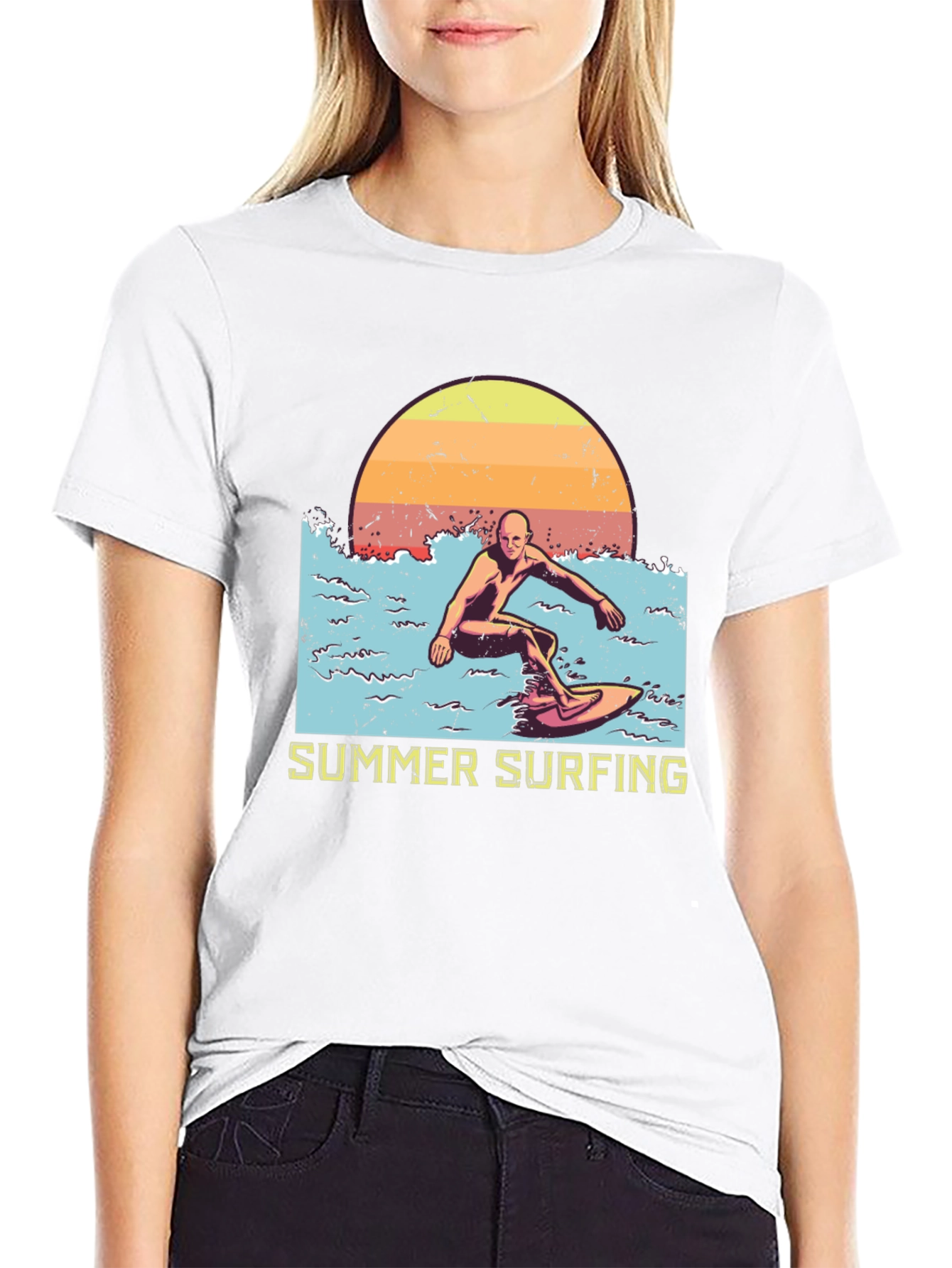 Summer Surfing Graphic Tee - Black