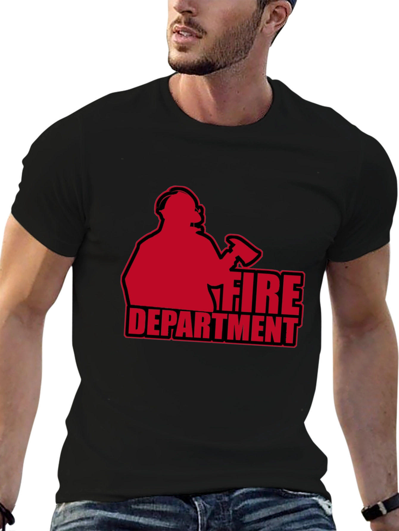 Fire Department T-Shirt - Black Graphic Tee