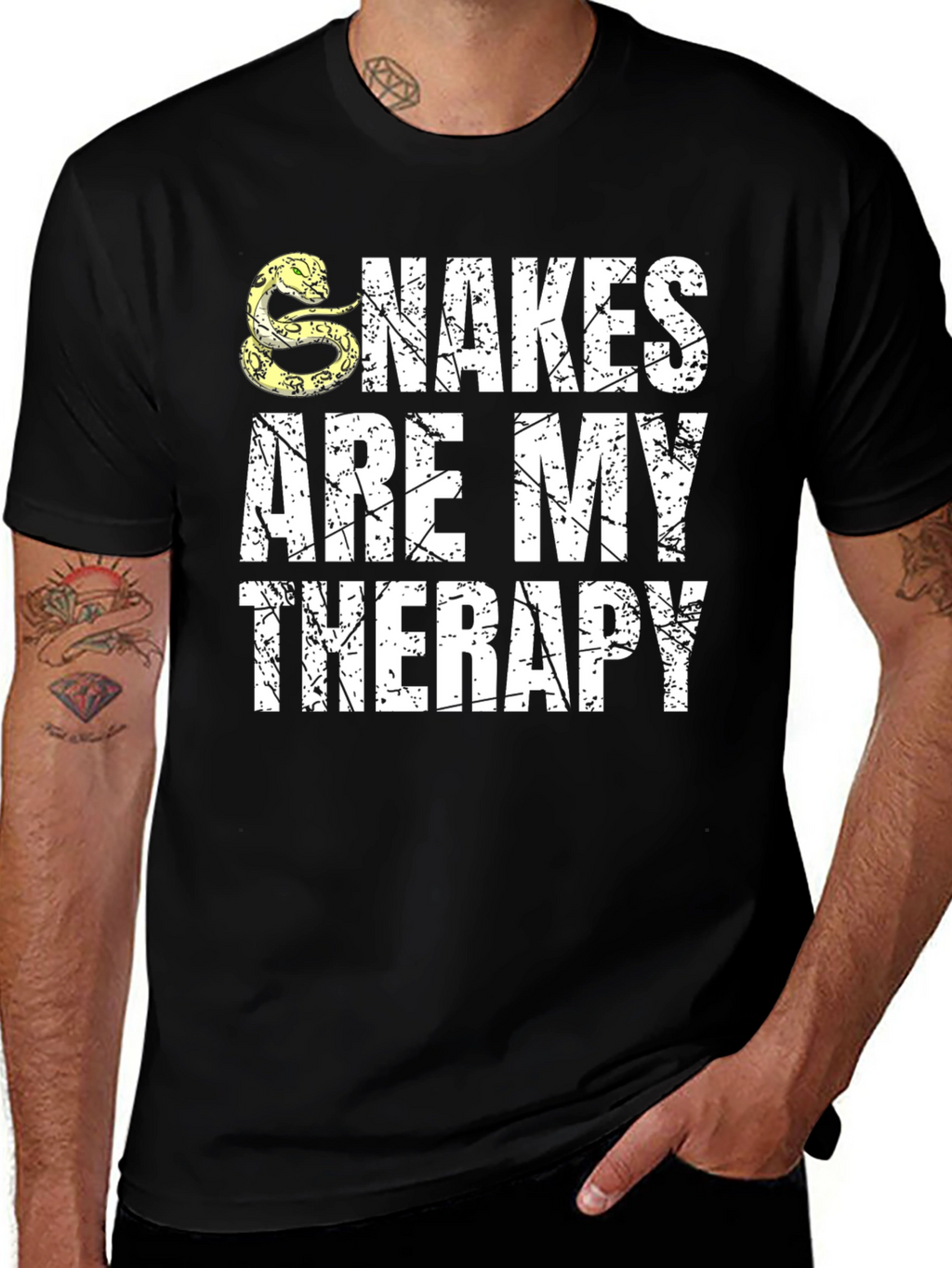 Snakes Are My Therapy Black T-Shirt