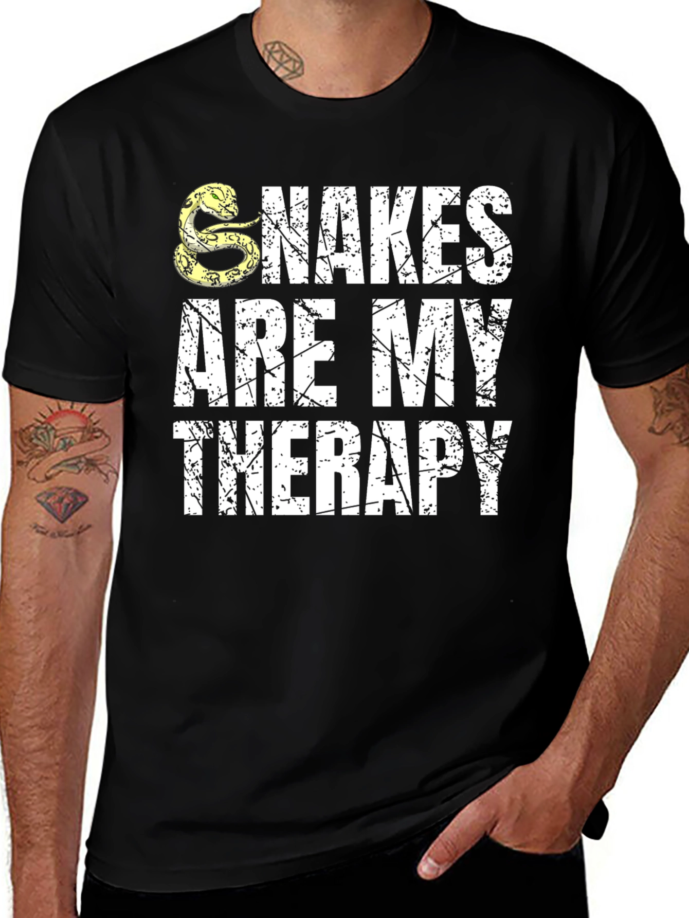 Snakes Are My Therapy Black T-Shirt