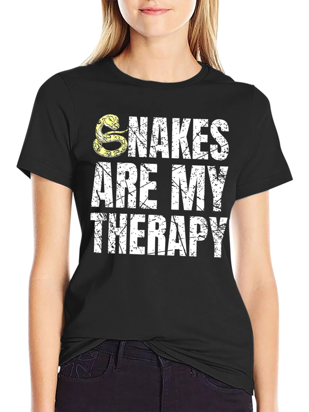 Snakes Are My Therapy Black T-Shirt