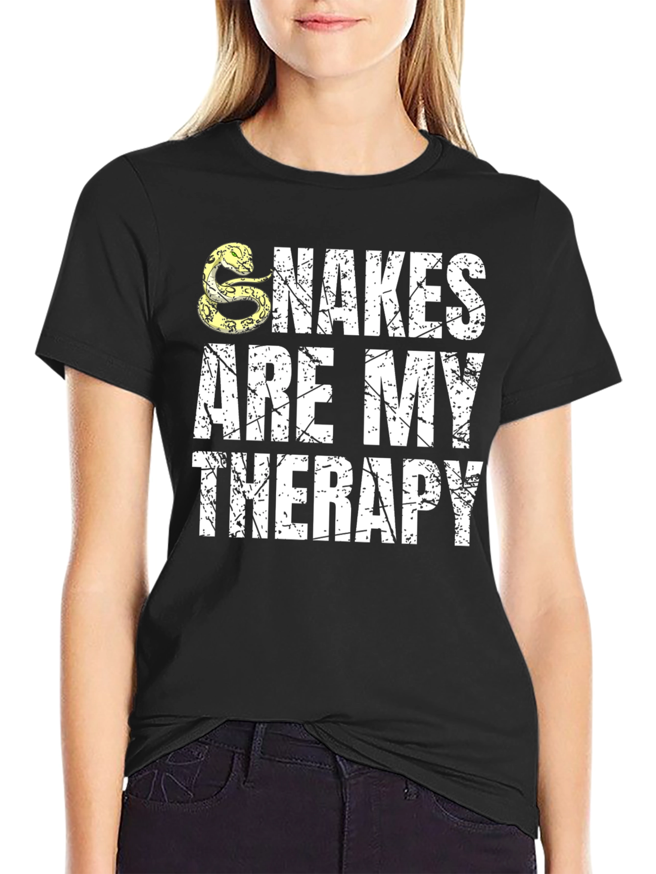 Snakes Are My Therapy Black T-Shirt
