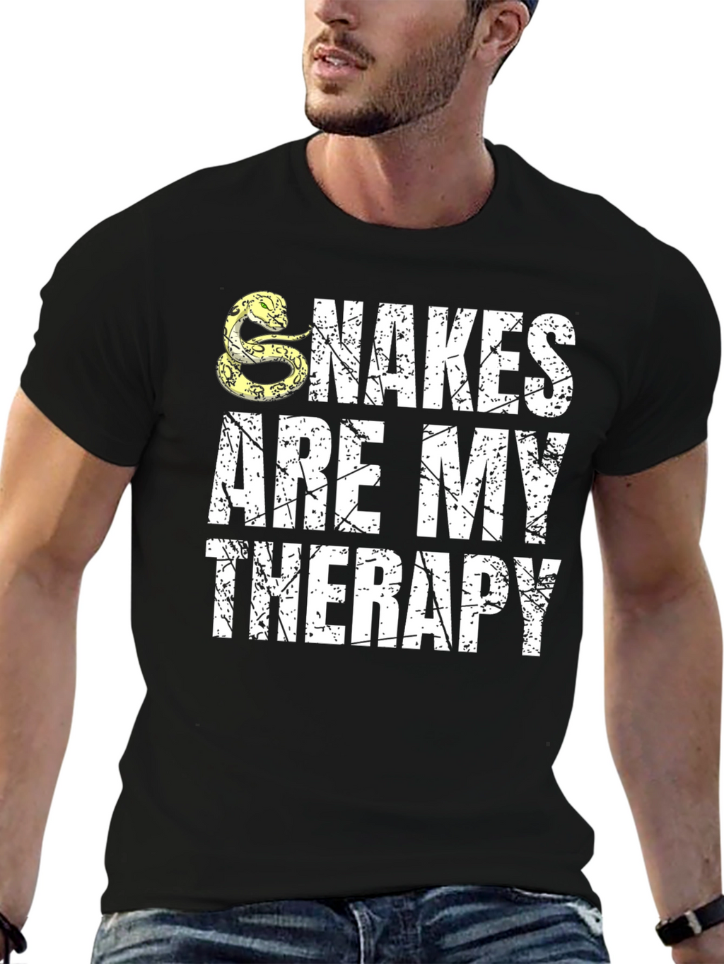 Snakes Are My Therapy Black T-Shirt