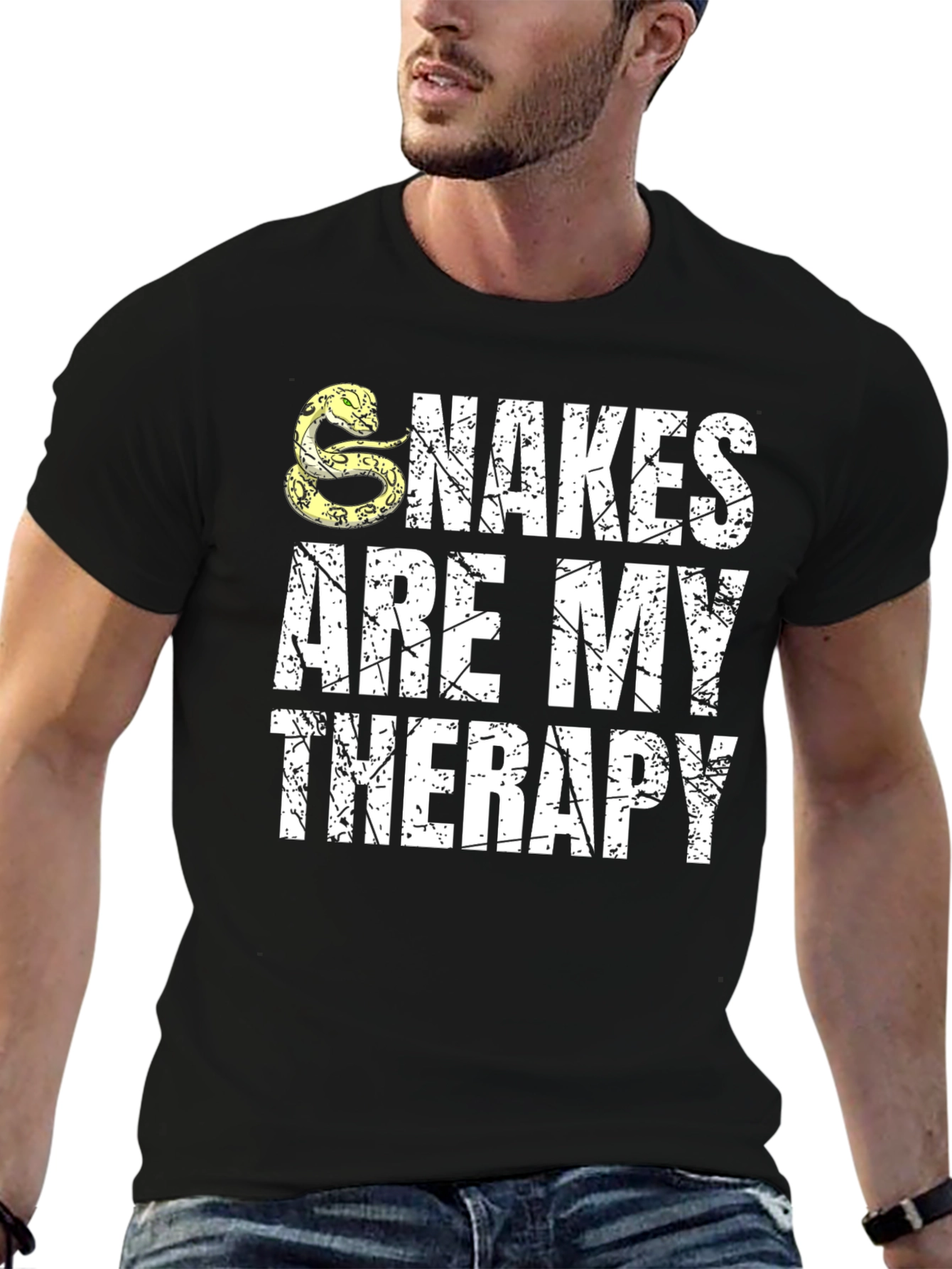 Snakes Are My Therapy Black T-Shirt