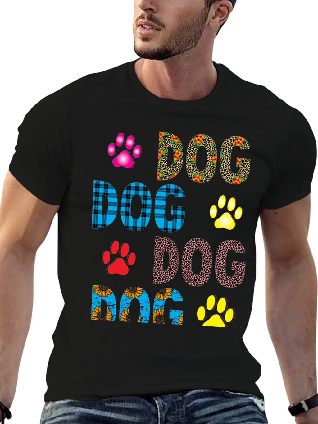 Dog Lover T-Shirt Paw Print Design Tee