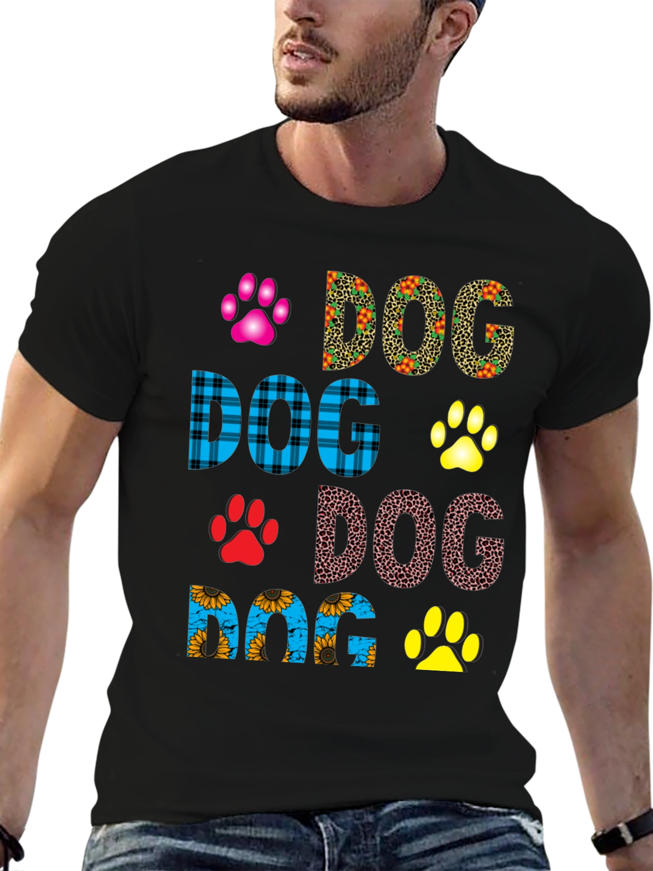 Dog Lover T-Shirt Paw Print Design Tee