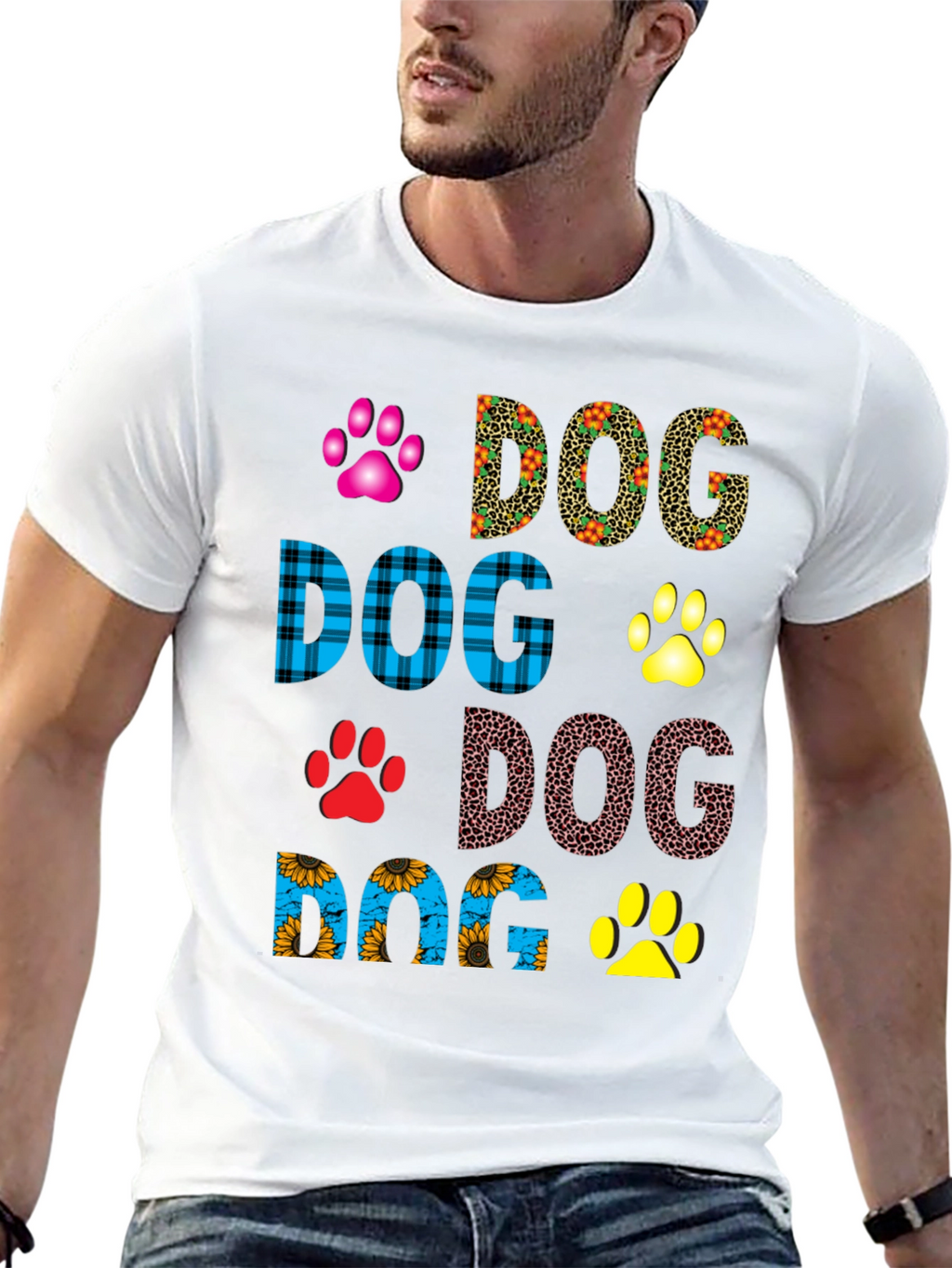 Dog Lover T-Shirt Paw Print Design Tee