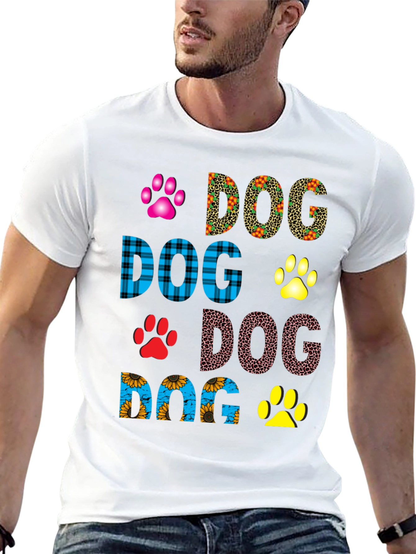 Dog Lover T-Shirt Paw Print Design Tee