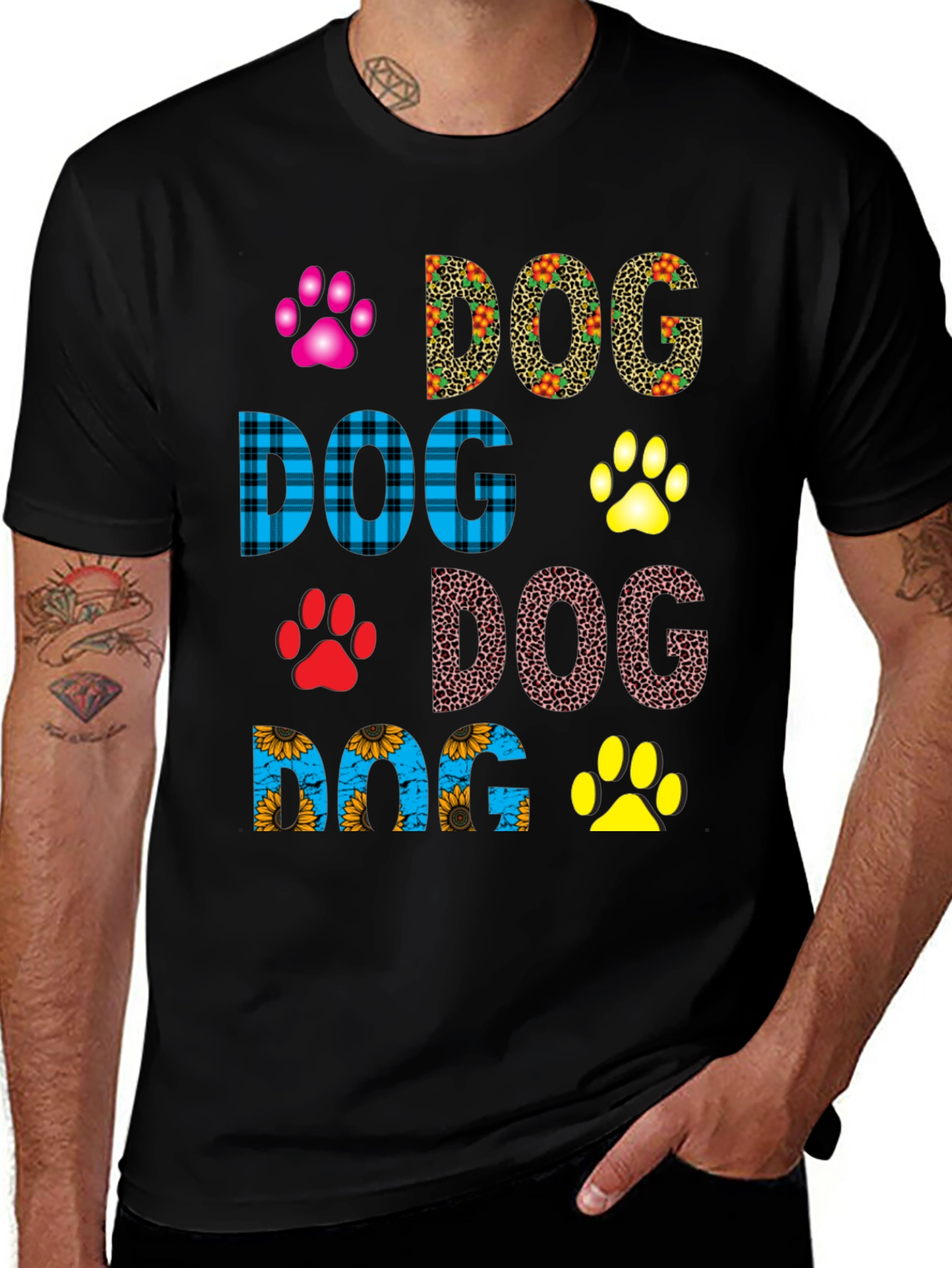 Dog Lover T-Shirt Paw Print Design Tee