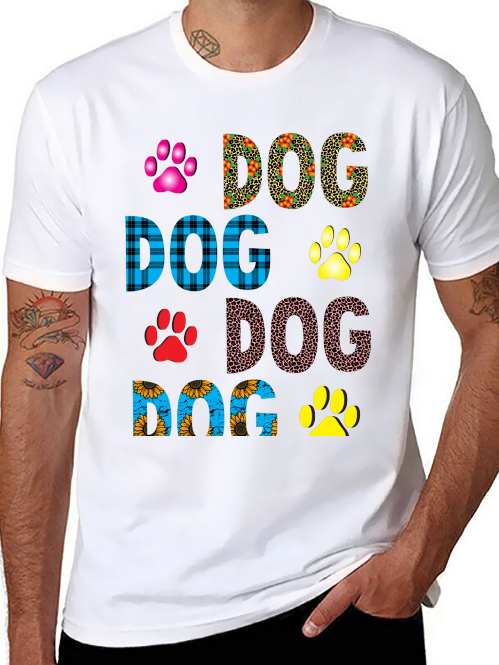 Dog Lover T-Shirt Paw Print Design Tee