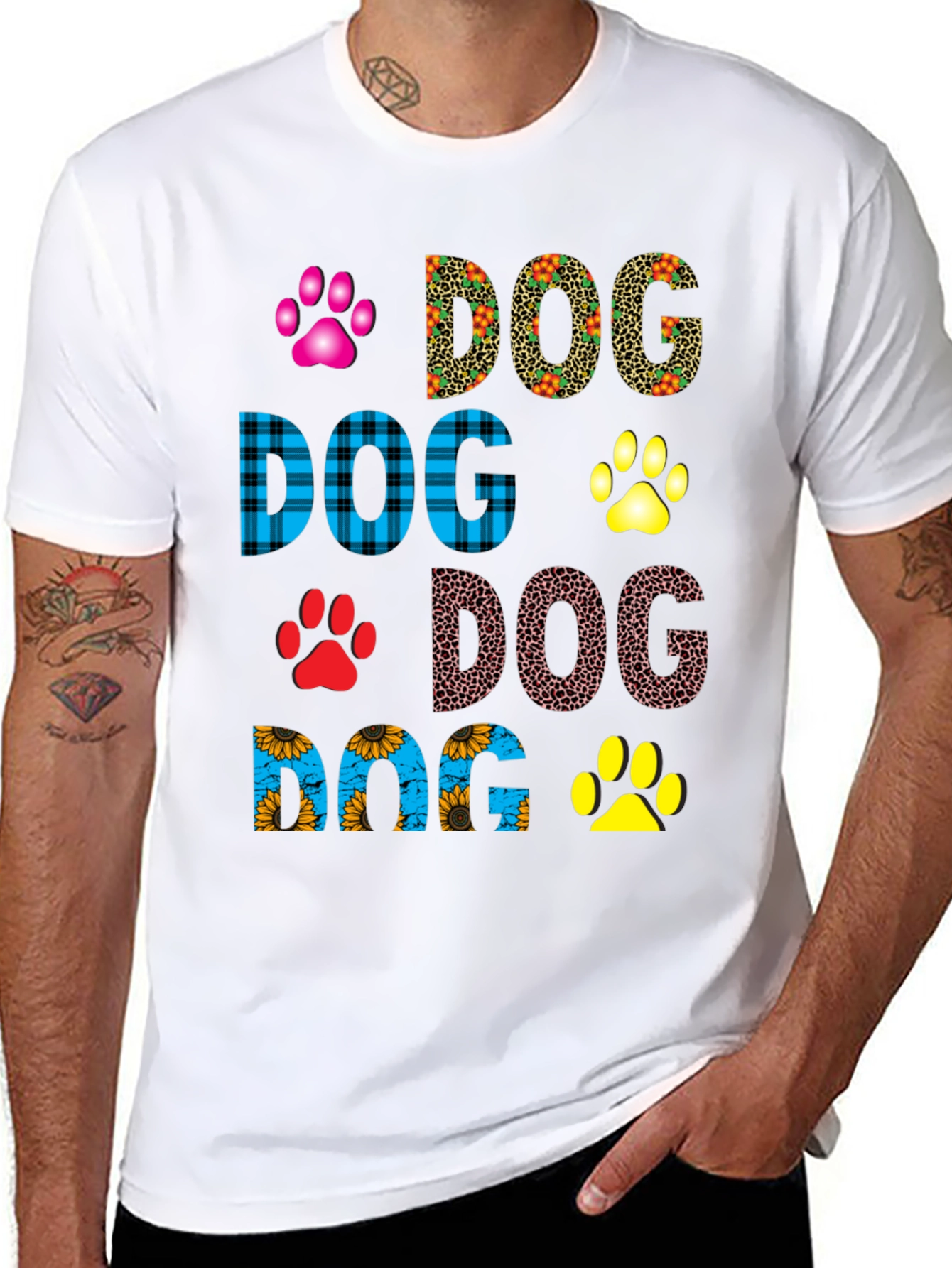 Dog Lover T-Shirt Paw Print Design Tee