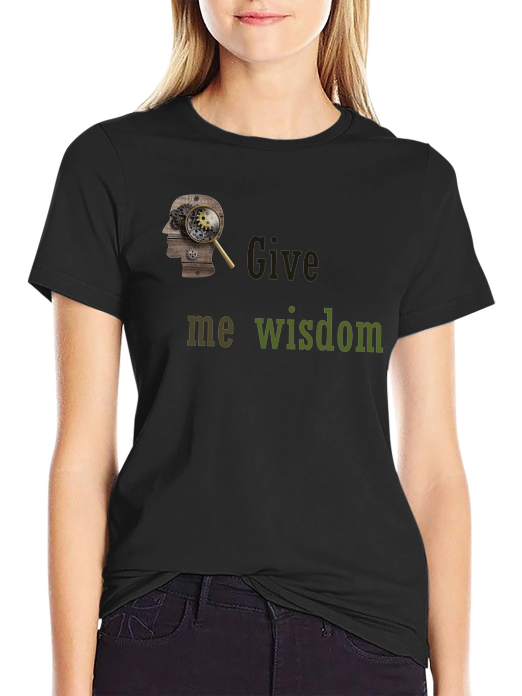 Give Me Wisdom Graphic T-Shirt - Black