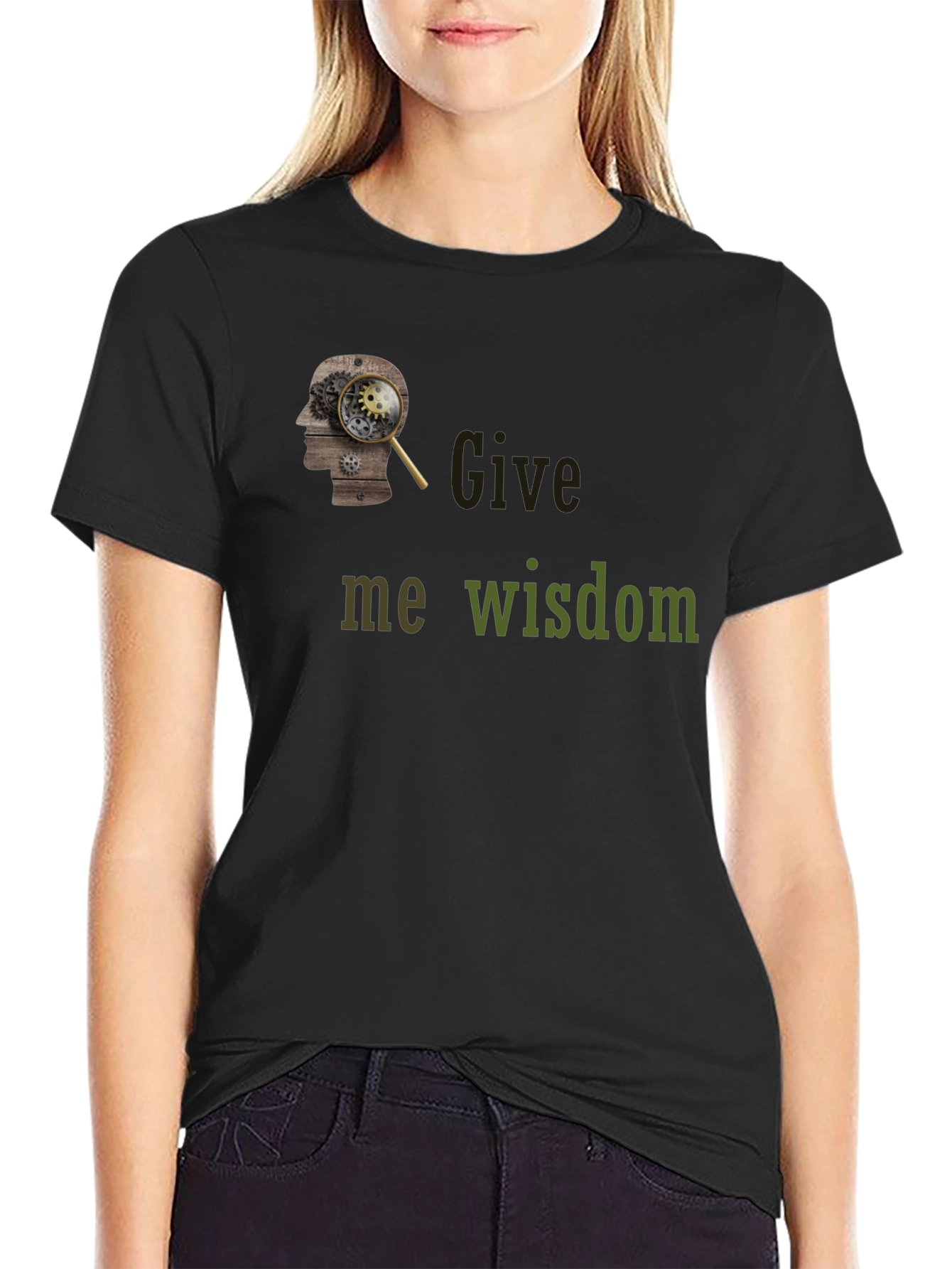 Give Me Wisdom Graphic T-Shirt - Black