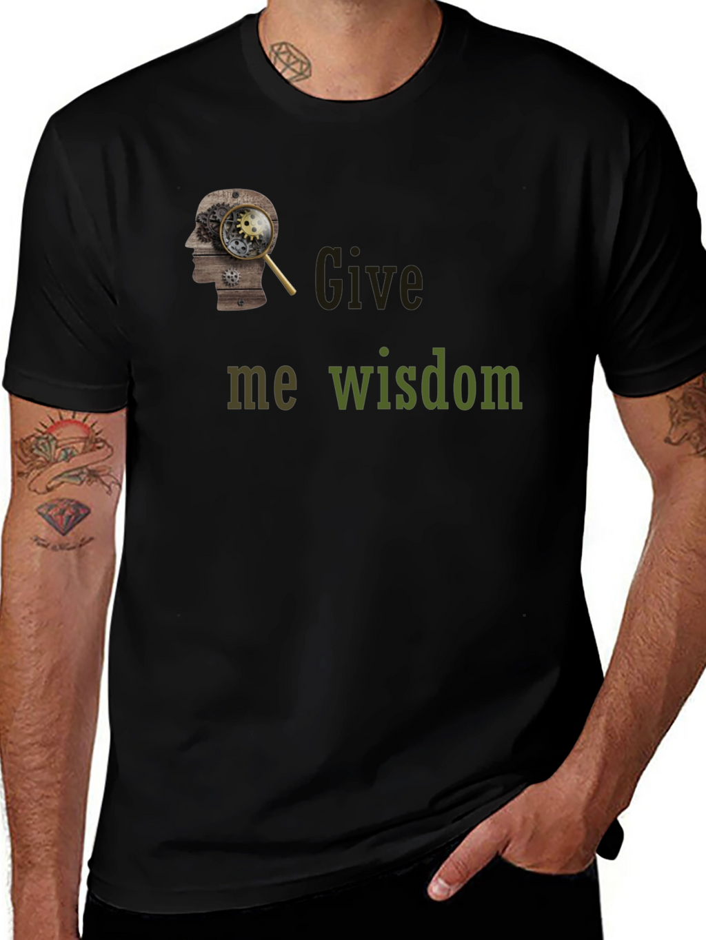 Give Me Wisdom Graphic T-Shirt - Black