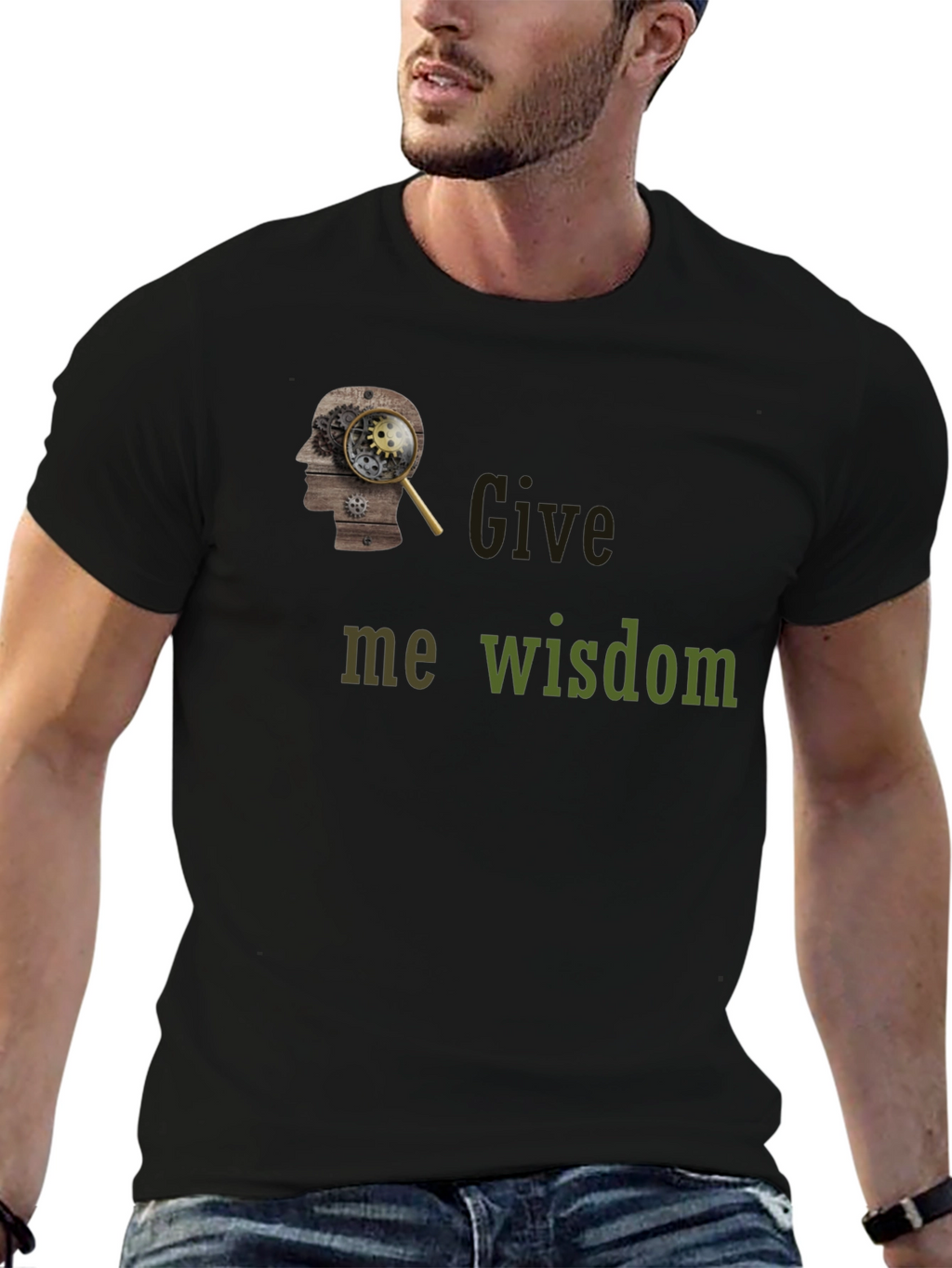 Give Me Wisdom Graphic T-Shirt - Black