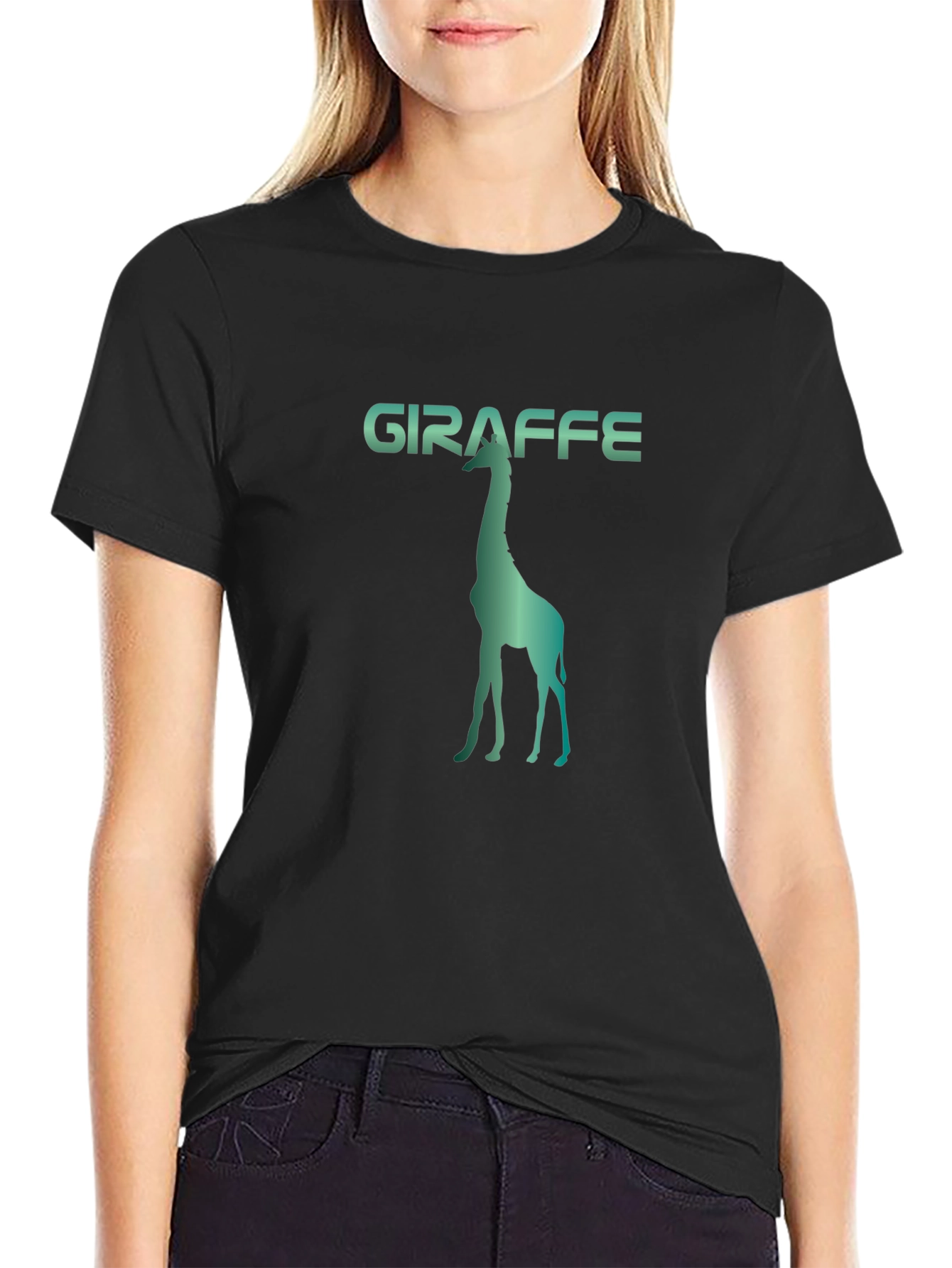 Giraffe Silhouette Graphic Print Tee