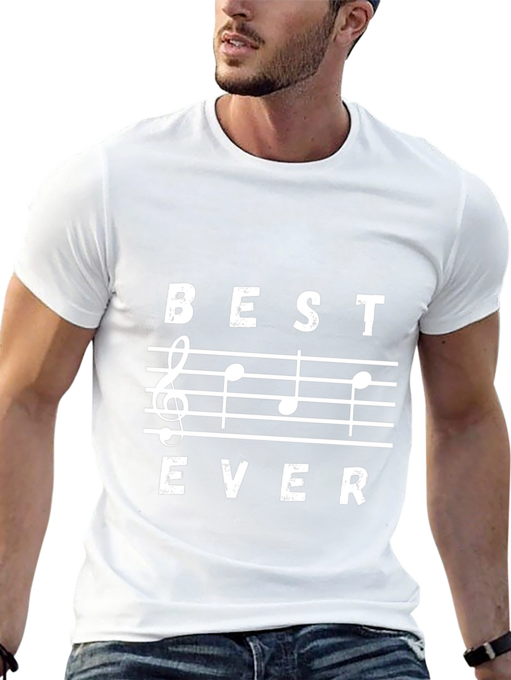 Best Ever Music Notes Black Graphic T-Shirt