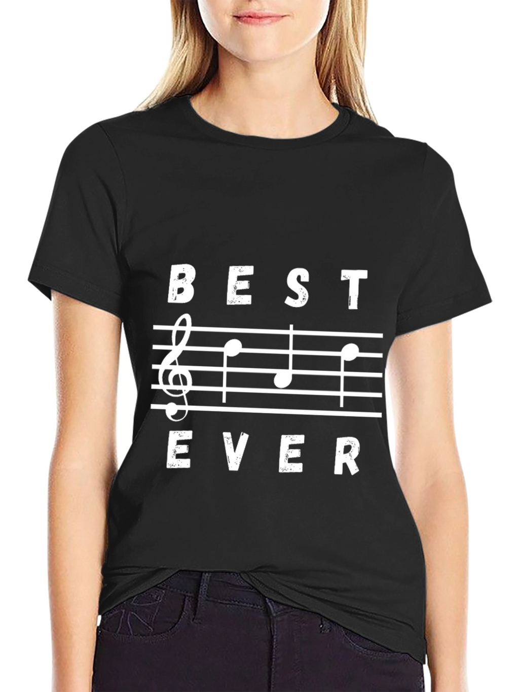 Best Ever Music Notes Black Graphic T-Shirt