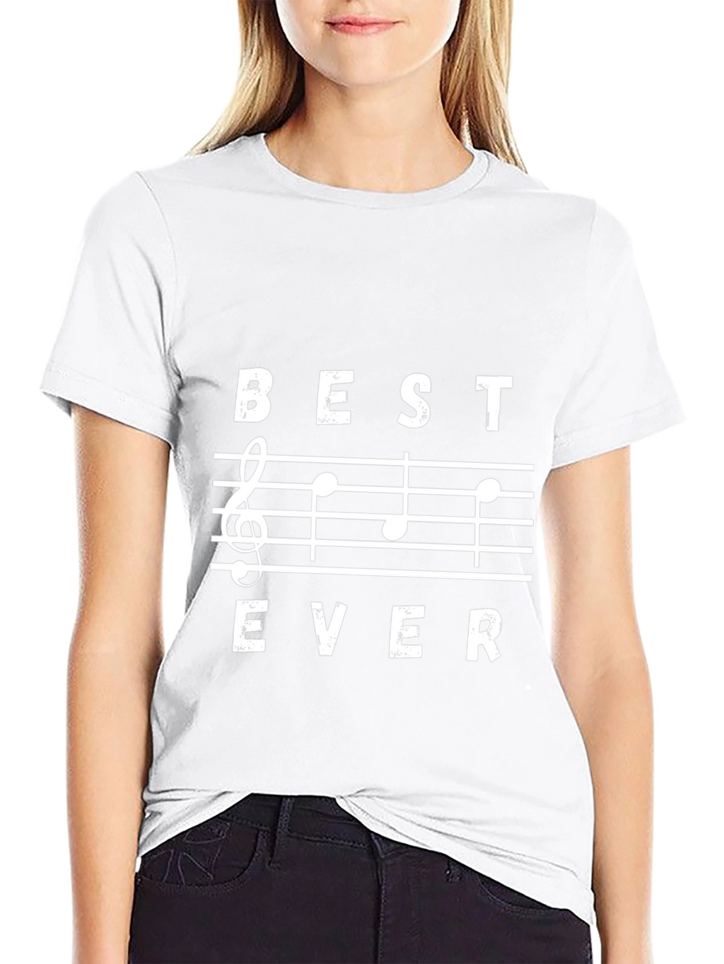 Best Ever Music Notes Black Graphic T-Shirt